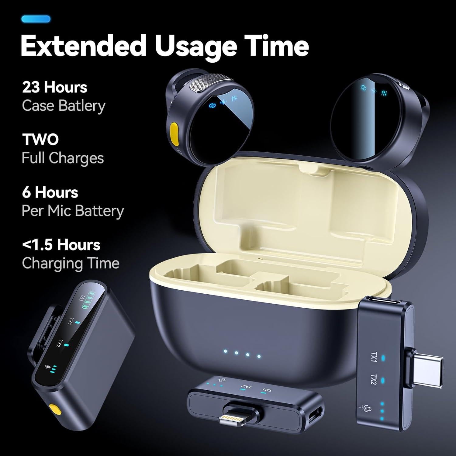 Micrófono Lavalier Inalámbrico JMZOEY para iPhone/Android, 61m