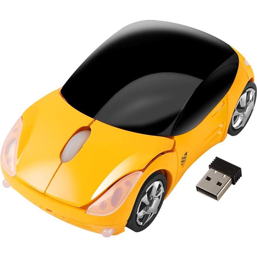 Ratón Inalámbrico Usbkingdom 2.4GHz Coche Deportivo Amarillo