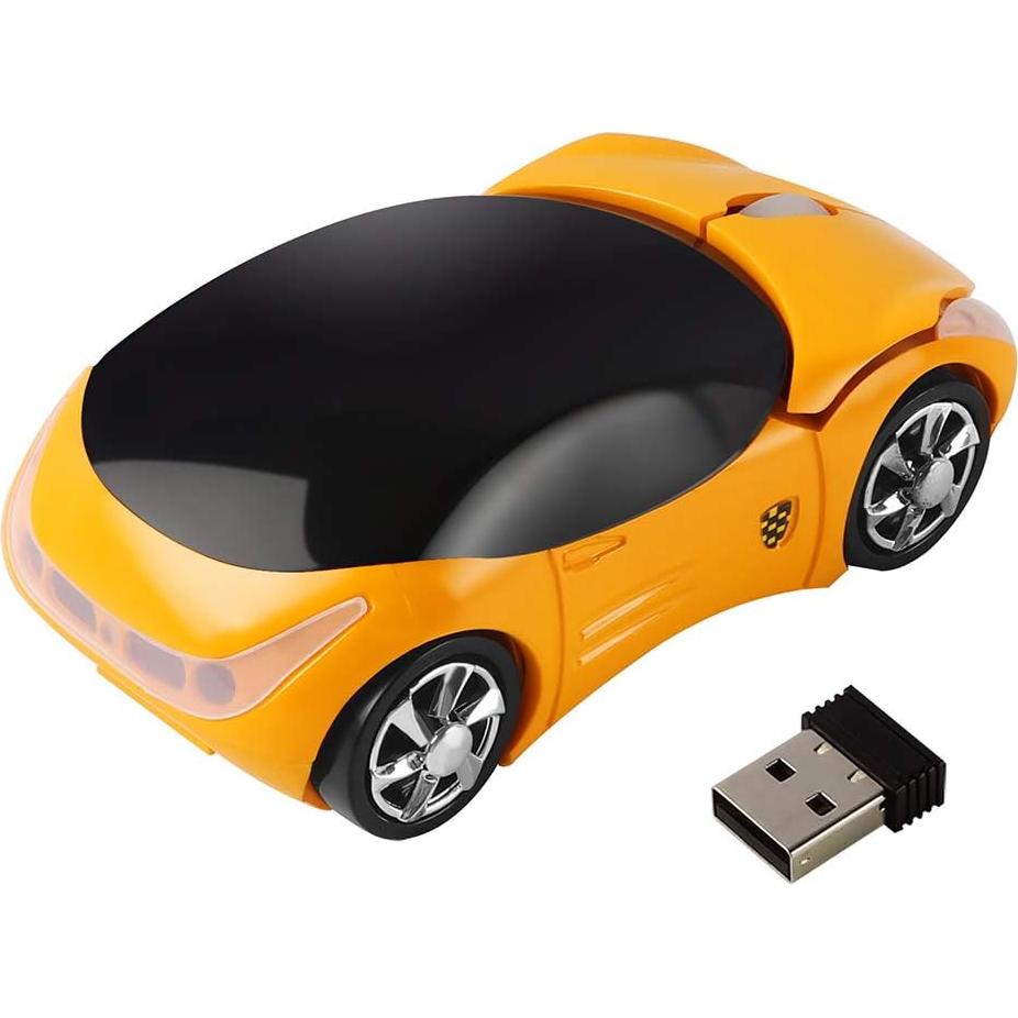 Ratón Inalámbrico Usbkingdom 2.4GHz Coche Deportivo Amarillo