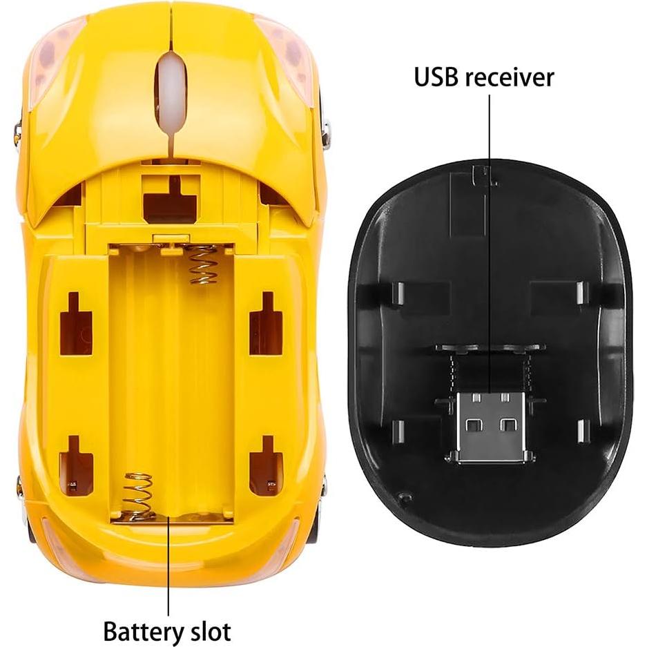 Ratón Inalámbrico Usbkingdom 2.4GHz Coche Deportivo Amarillo
