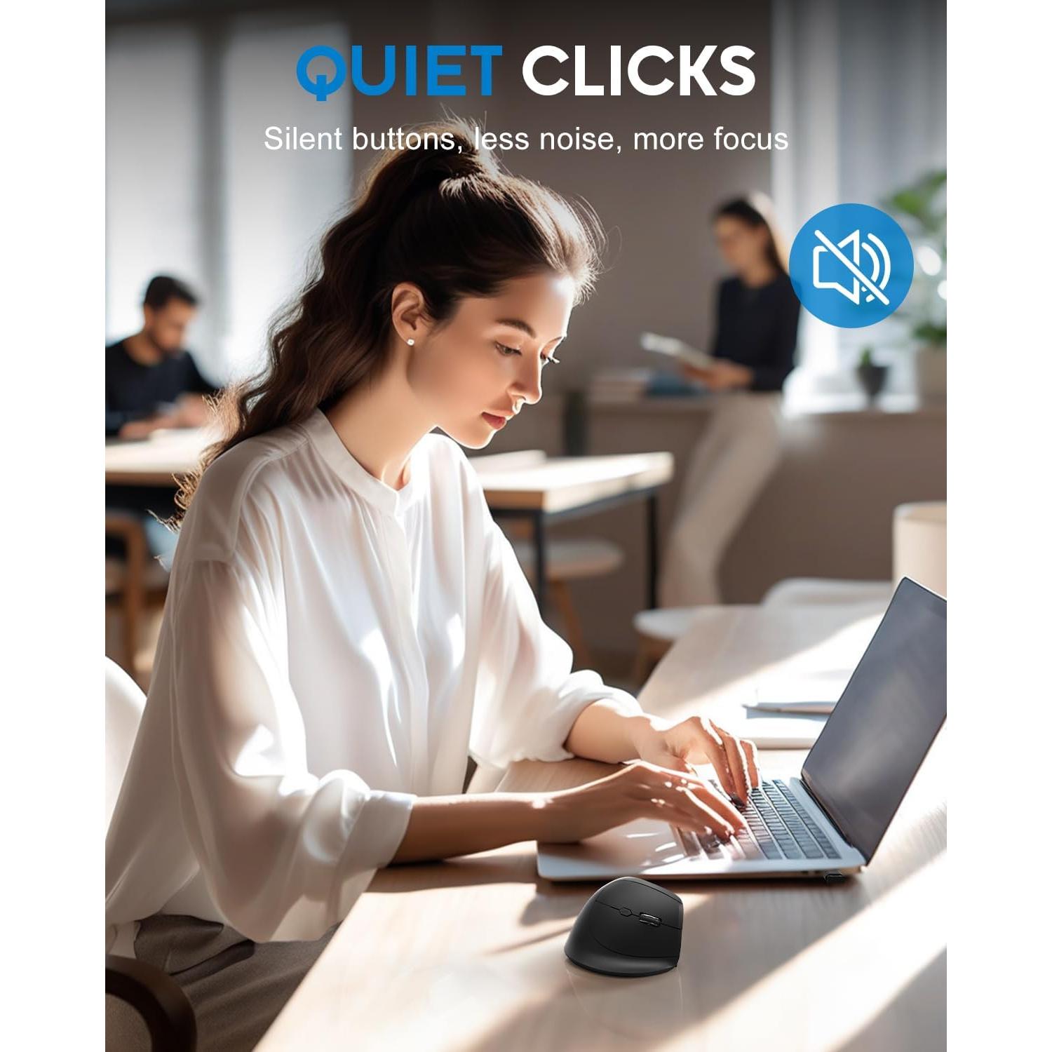 Ratón Ergonómico Inalámbrico GHAJZ Negro con Bluetooth y USB-C