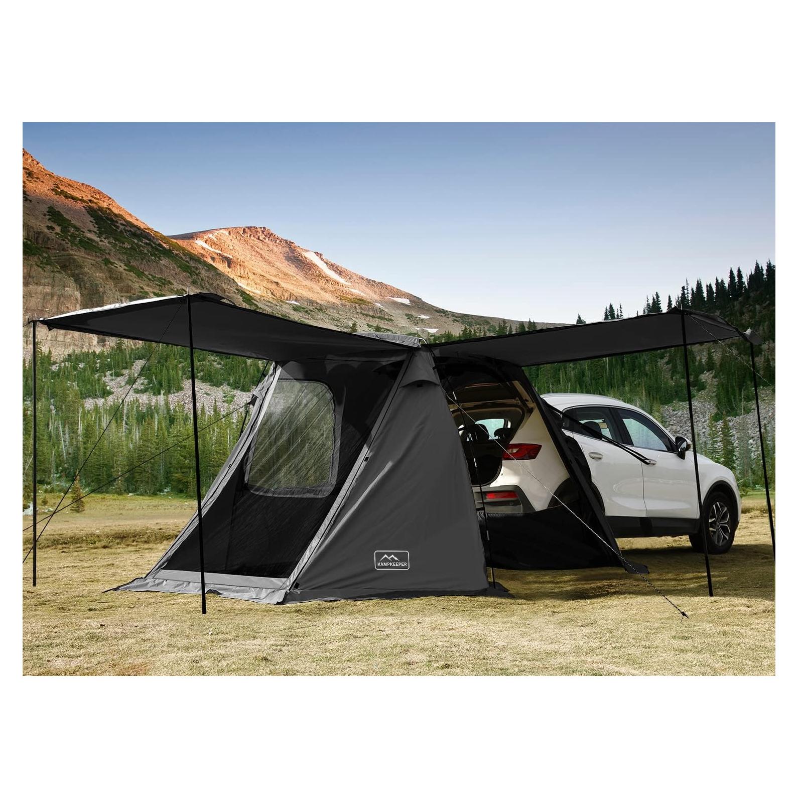 KAMPKEEPER SUV Car Tent, Tailgate Shade Awning Tent for Camping, Vehicle Camping Tents Outdoor Travel (Black)