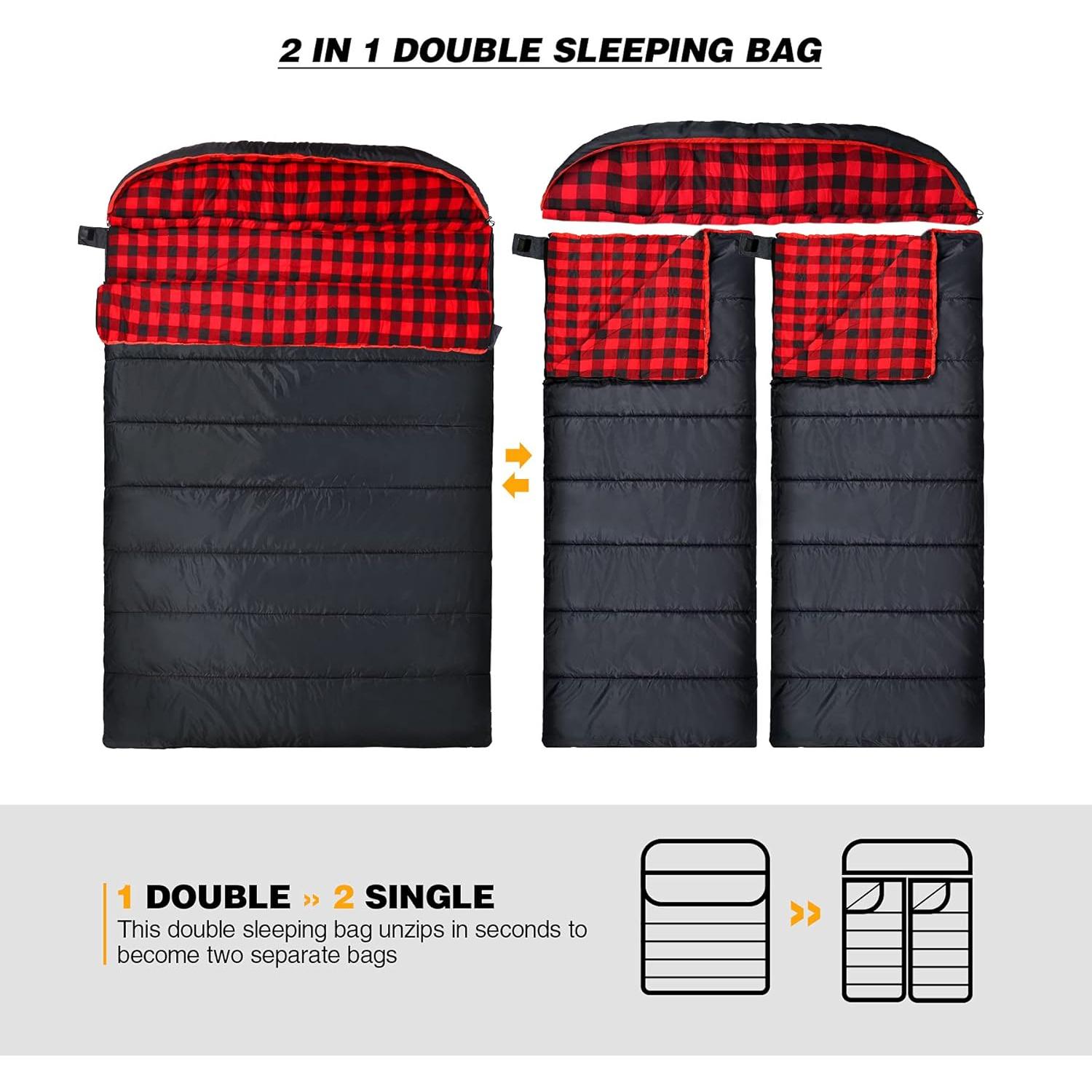 Saco de Dormir Doble REDCAMP Algodón Franela 225x148 cm