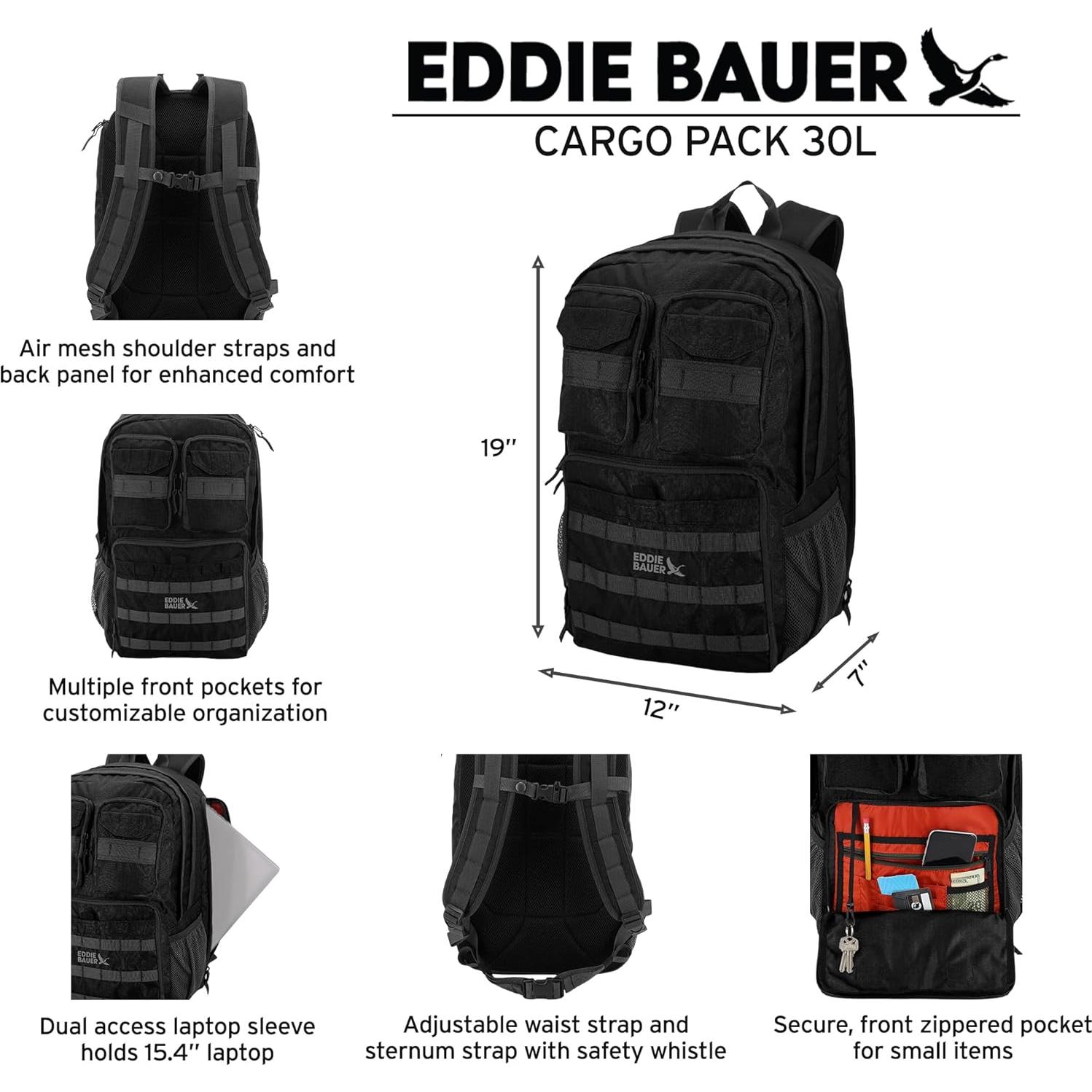 Mochila Táctica Eddie Bauer 30L Resistente al Agua Negro