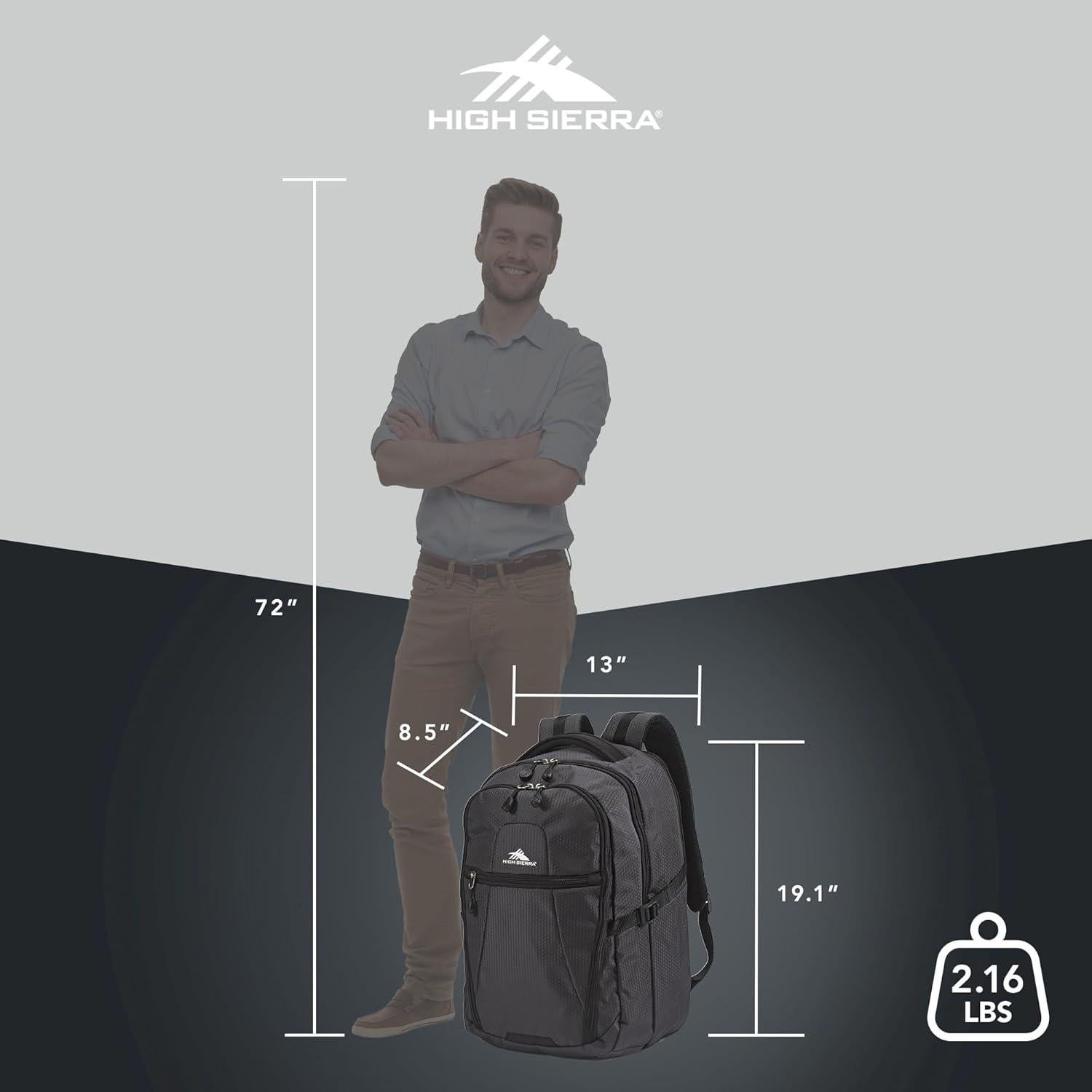 Mochila de Viaje High Sierra 30L Negro Mercurio con Compartimento para Laptop