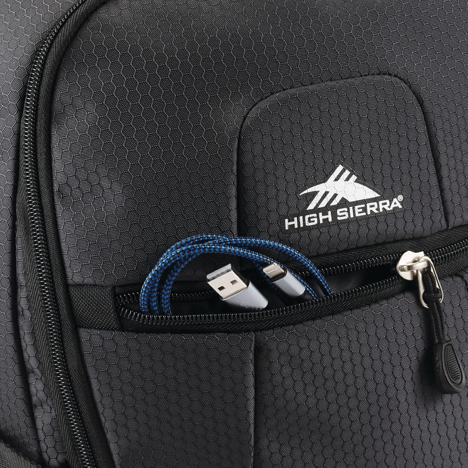 Mochila de Viaje High Sierra 30L Negro Mercurio con Compartimento para Laptop