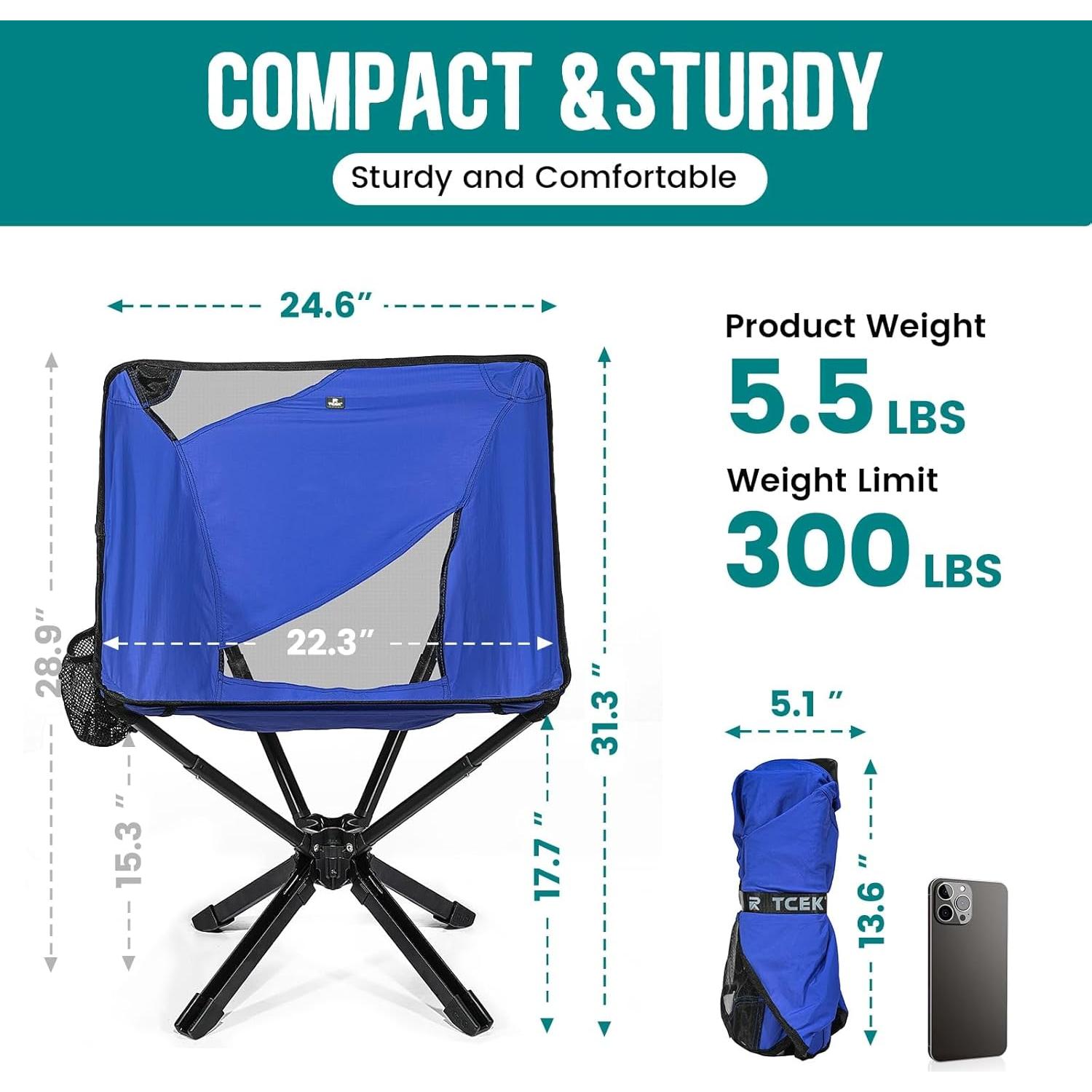 Silla de Camping Plegable TCEK Ajustable 2 Niveles 2.5 kg