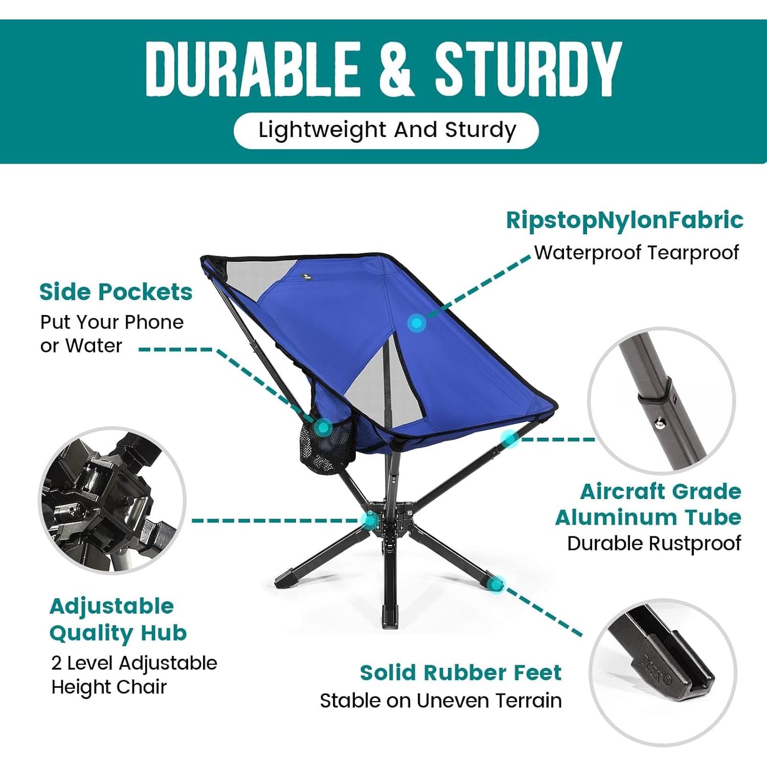 Silla de Camping Plegable TCEK Ajustable 2 Niveles 2.5 kg