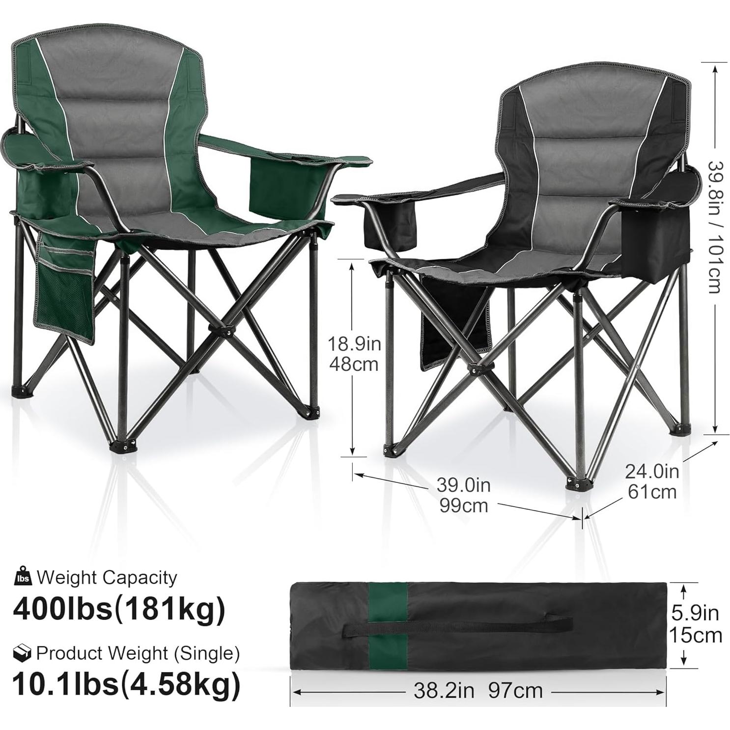 Paquete de 2 Sillas de Camping Acolchadas LANMOUNTAIN 181 kg