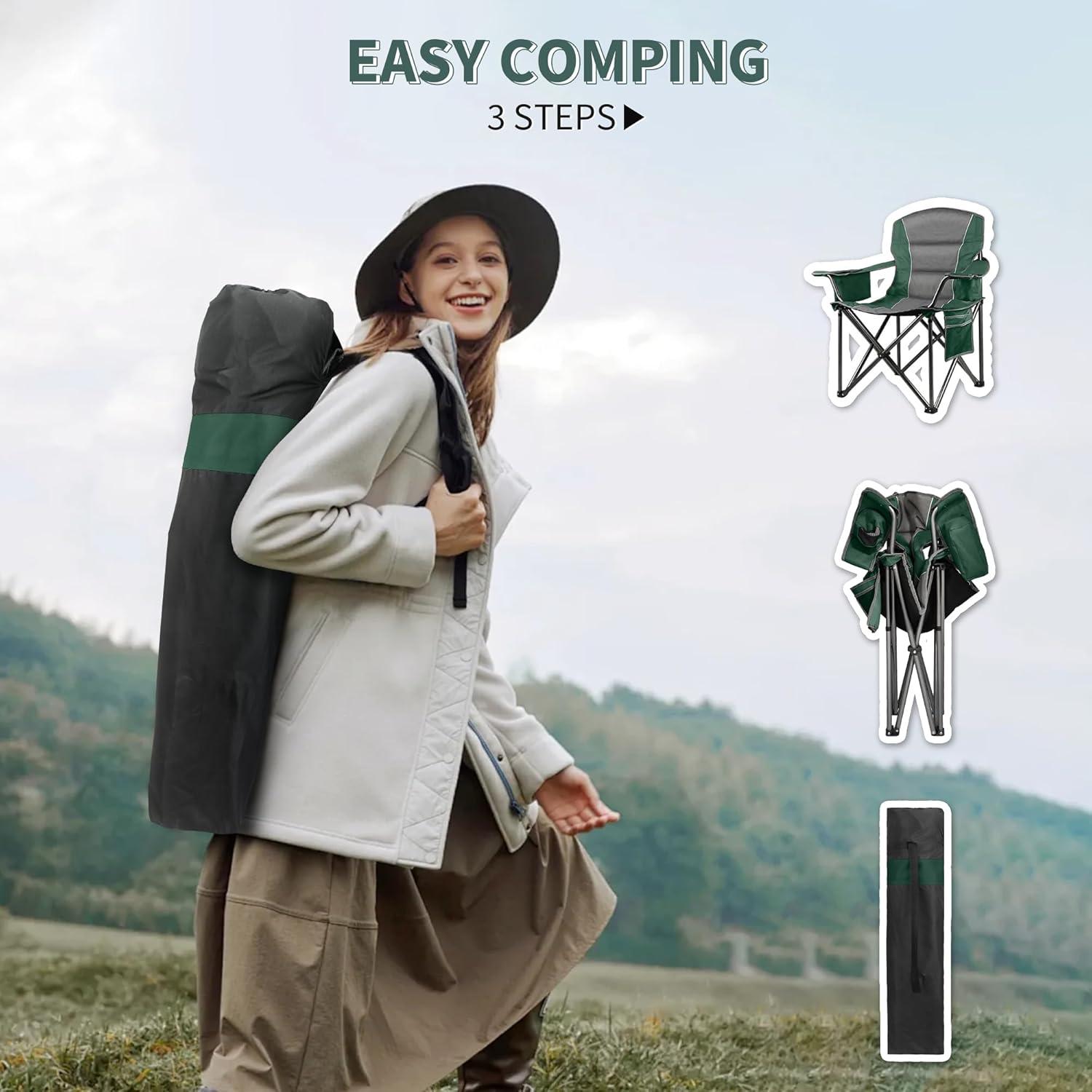 Paquete de 2 Sillas de Camping Acolchadas LANMOUNTAIN 181 kg