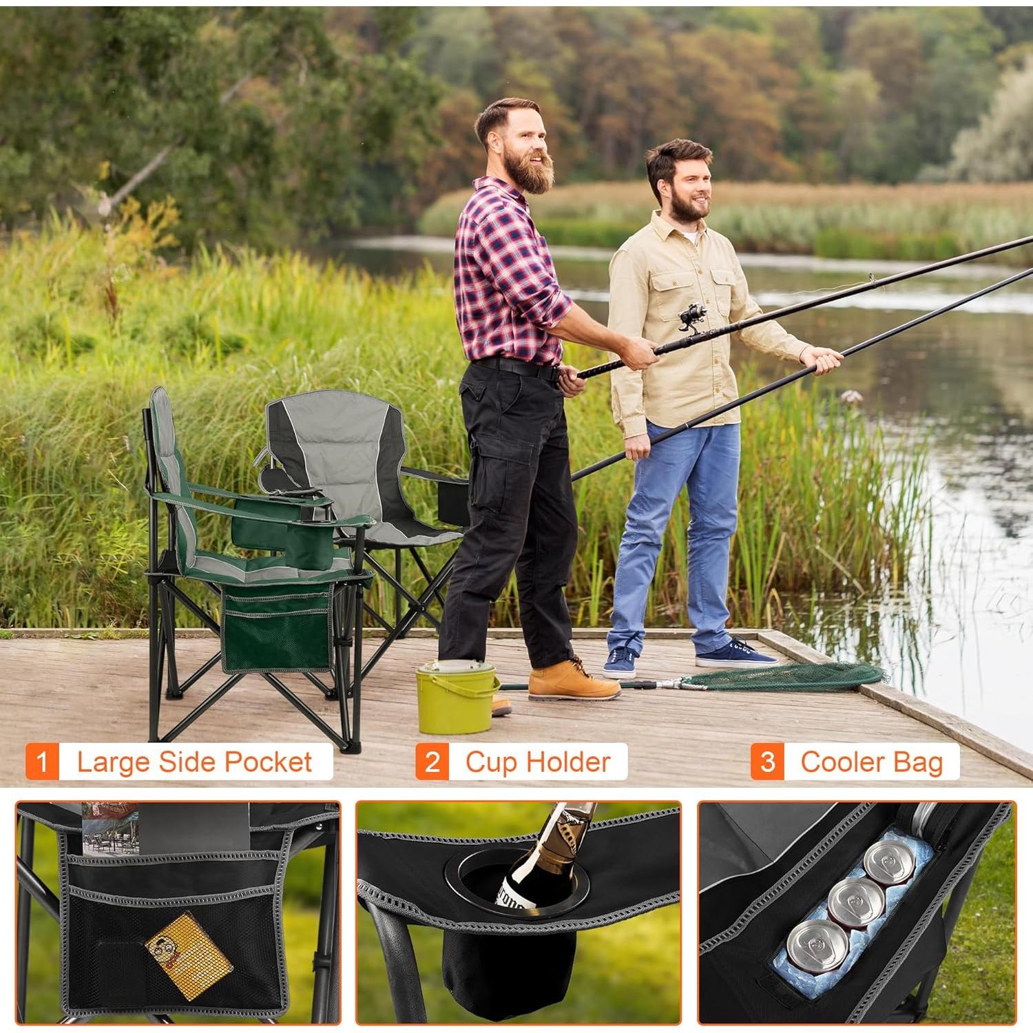 Paquete de 2 Sillas de Camping Acolchadas LANMOUNTAIN 181 kg