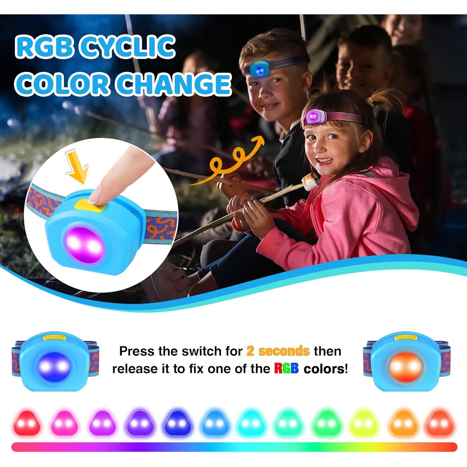 Linterna Frontal LED Recargable EverBrite para Niños RGB