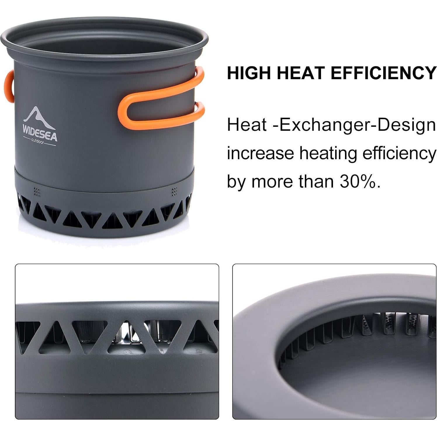 widesea Camping Cookware Outdoor Pot Pan Cooking Equipment Heat Exchange Design for Hiking Backpacking Travel