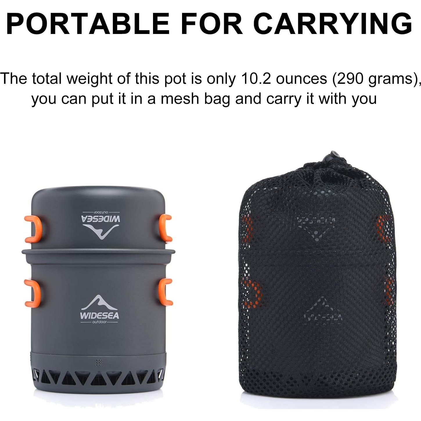 widesea Camping Cookware Outdoor Pot Pan Cooking Equipment Heat Exchange Design for Hiking Backpacking Travel