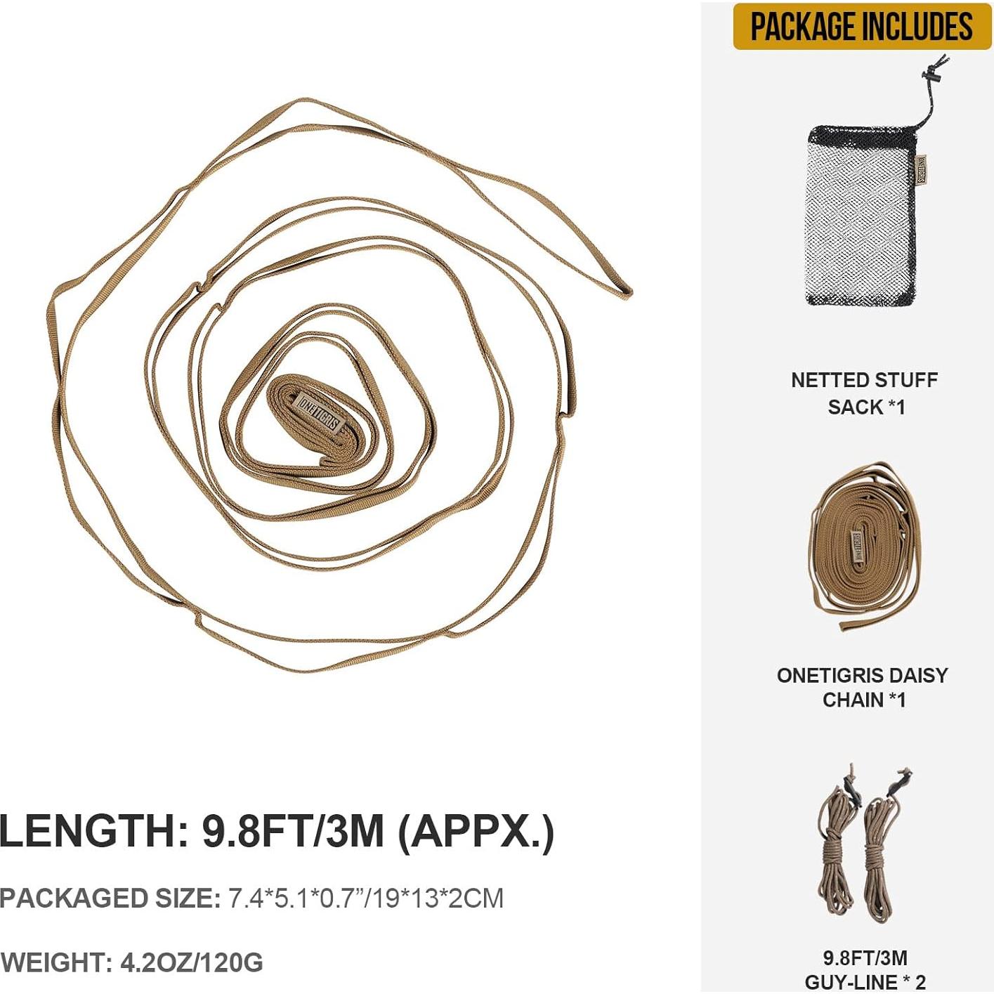 Cuerda de Camping OneTigris 3m con 19 Bucles Resistente