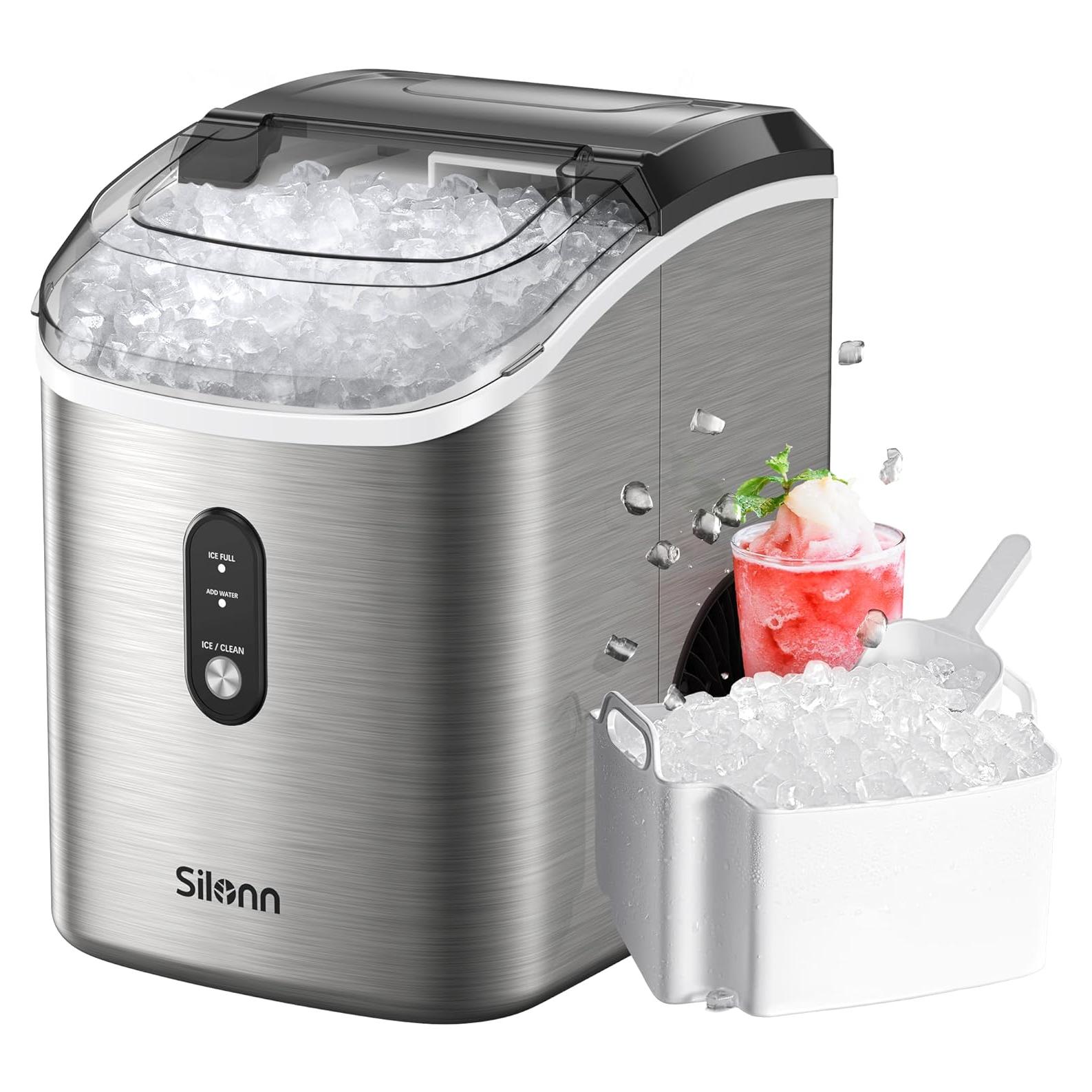 Máquina de Hielo Nugget Silonn SLIM17T Portátil Acero Inoxidable