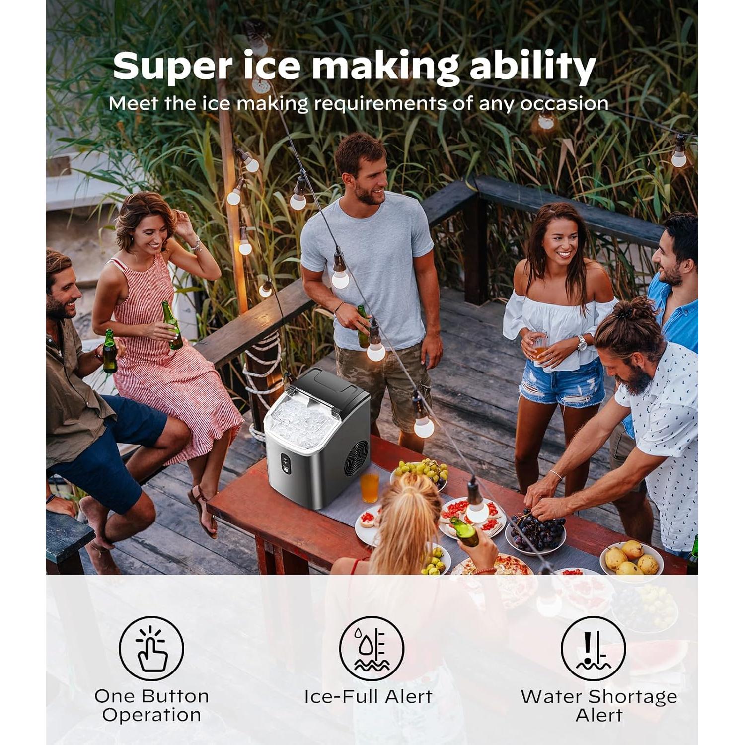 Máquina de Hielo Nugget Silonn SLIM17T Portátil Acero Inoxidable