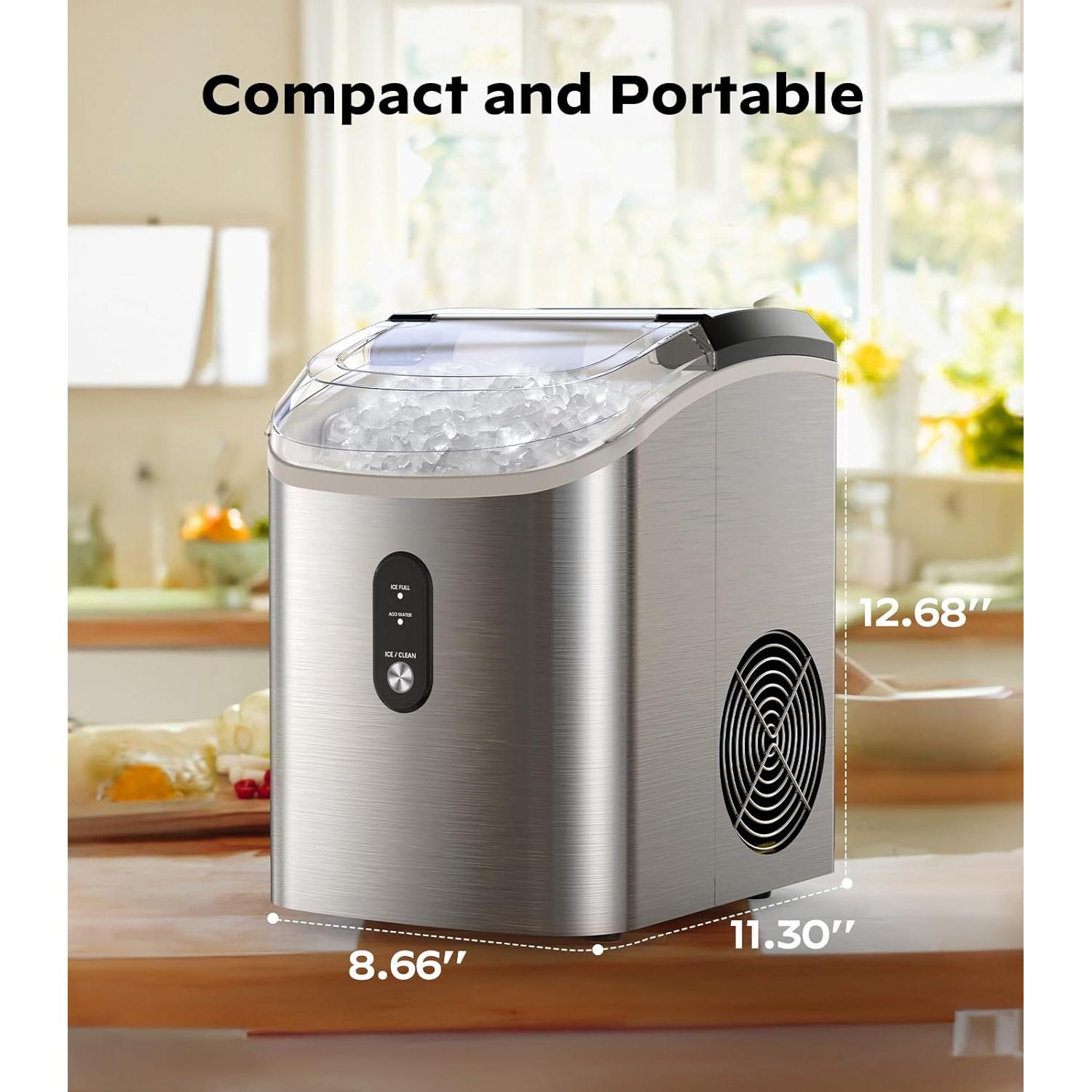 Máquina de Hielo Nugget Silonn SLIM17T Portátil Acero Inoxidable