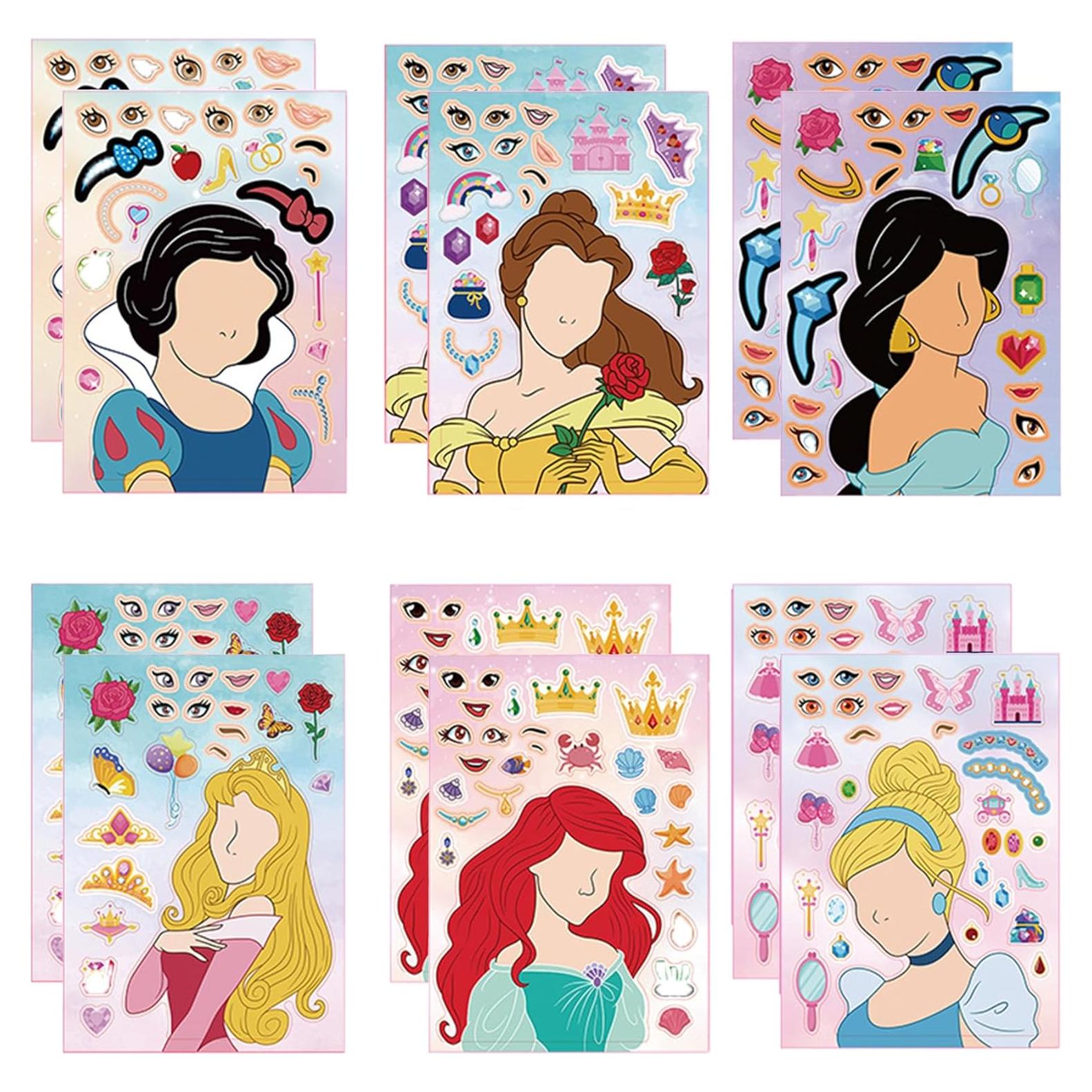Stickers de Princesa para Hacer Caras - 12 Piezas MaoMaoCha