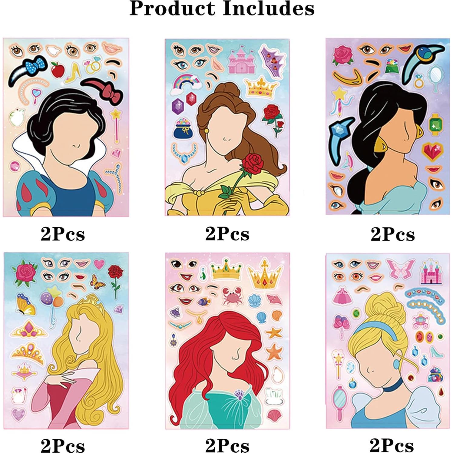 Stickers de Princesa para Hacer Caras - 12 Piezas MaoMaoCha