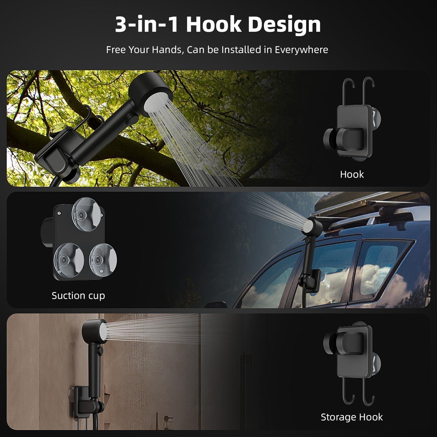 Ducha portátil de camping MORIKO A2501 8000mAh con cubo 20L