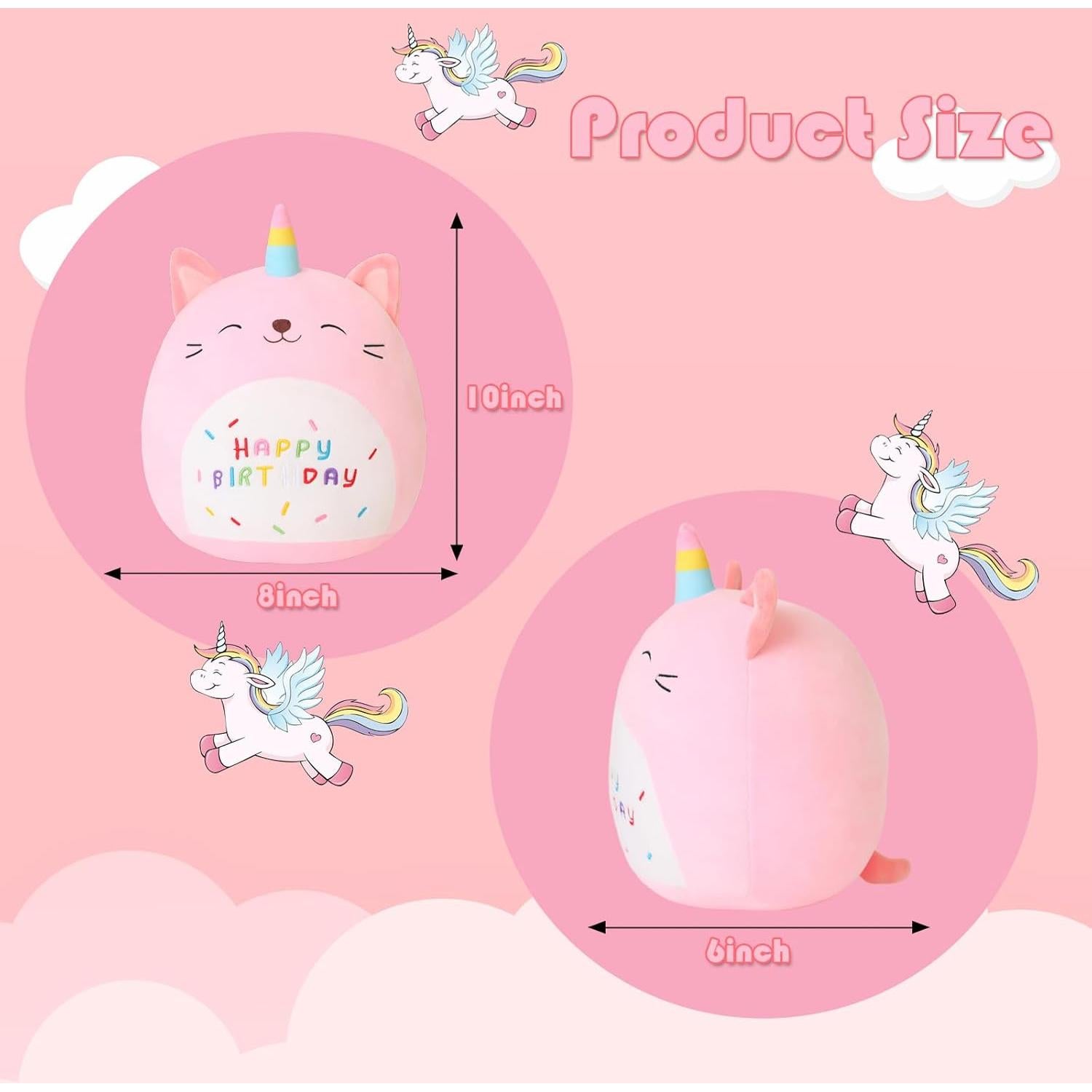 Caticorn Peluche Rosa SQEQE 25.4 cm Almohada Suave