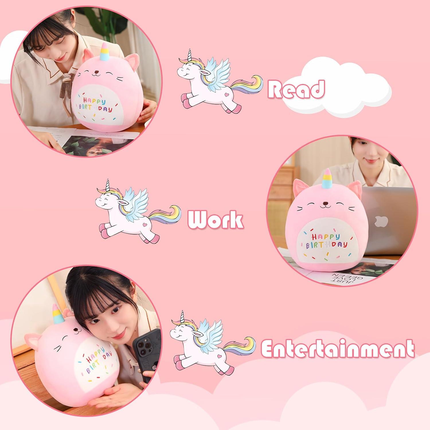 Caticorn Peluche Rosa SQEQE 25.4 cm Almohada Suave