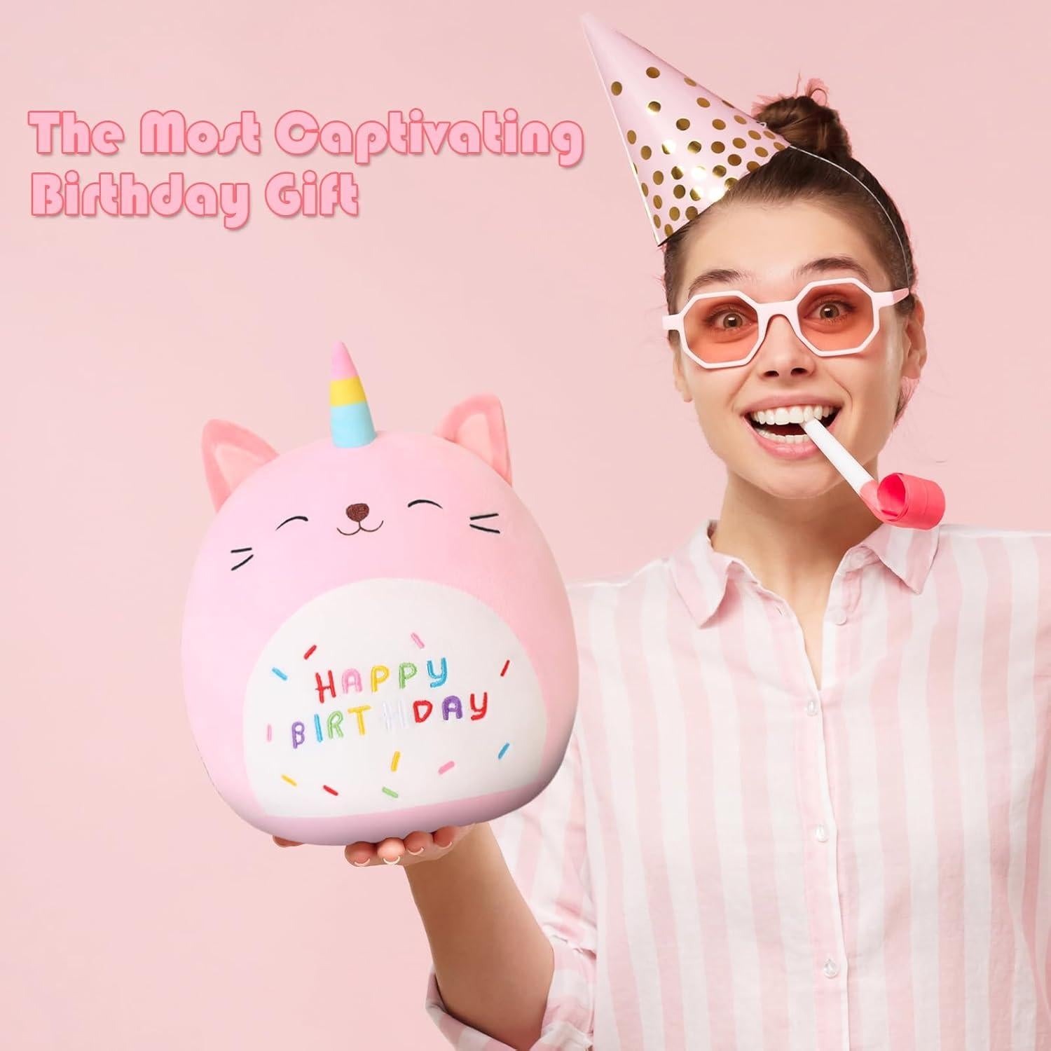 Caticorn Peluche Rosa SQEQE 25.4 cm Almohada Suave