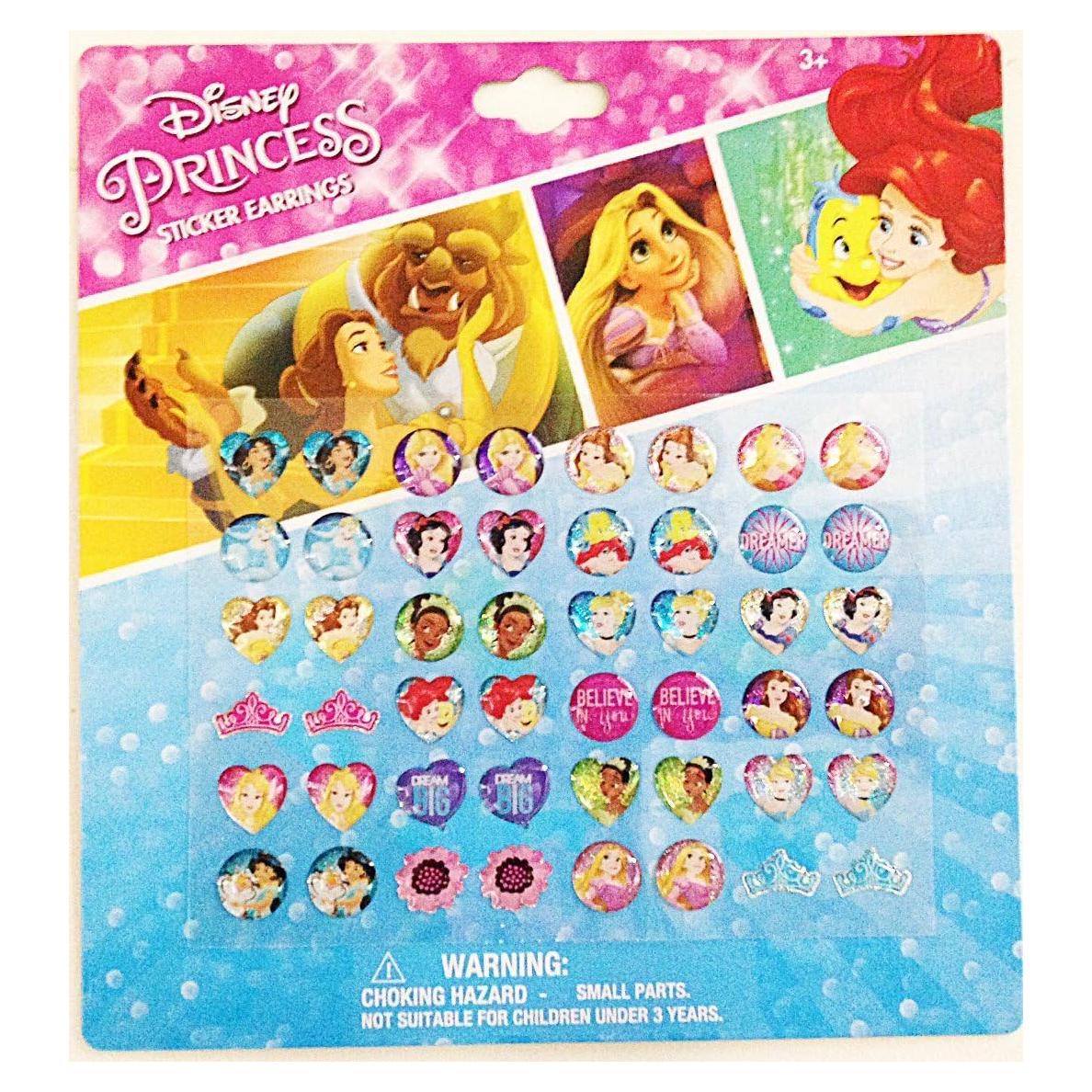 Princess 24 Pairs sticker earrings with heart shaped and crown shaped design