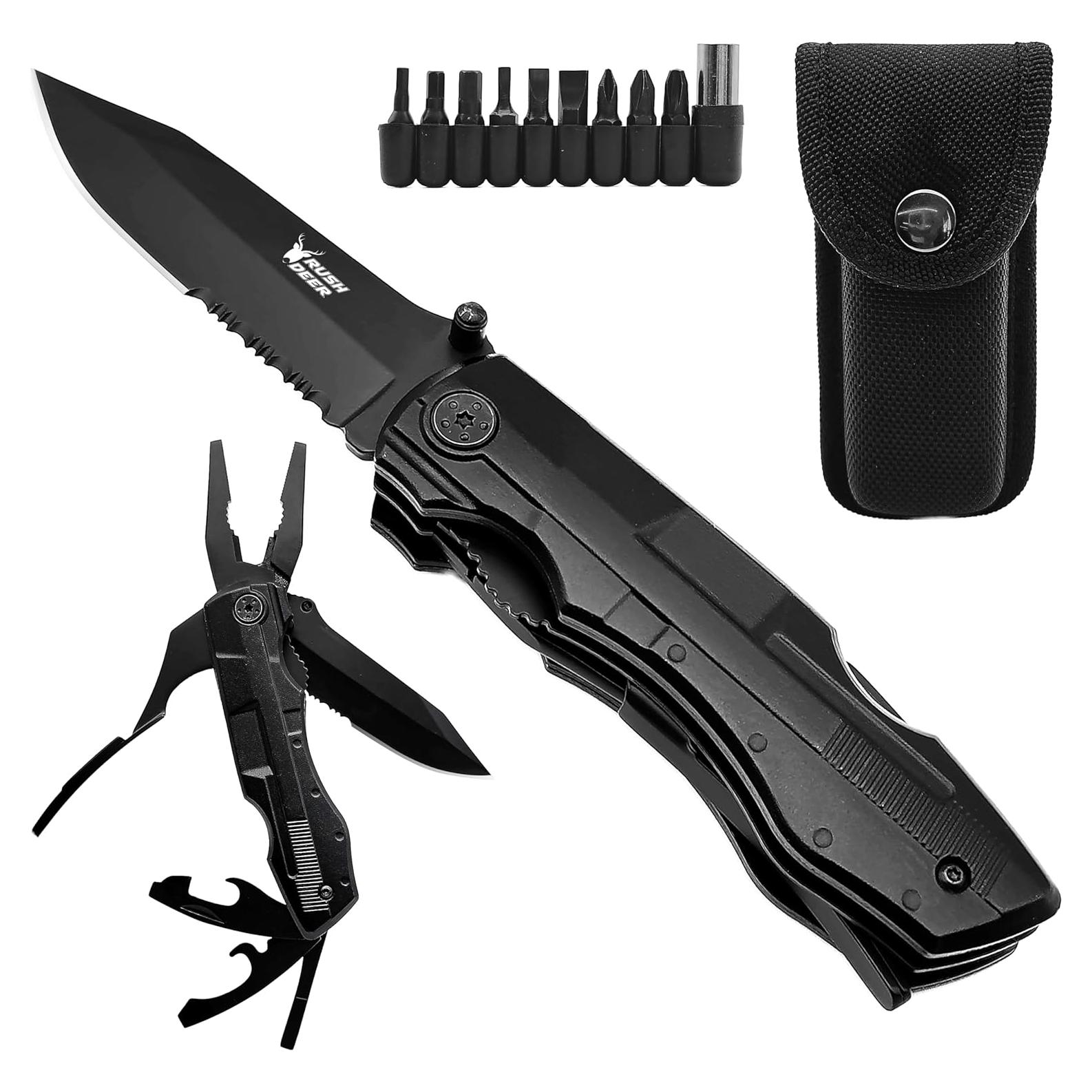 Cuchillo de bolsillo Rush Deer 19 en 1 - Multiherramienta EDC negra