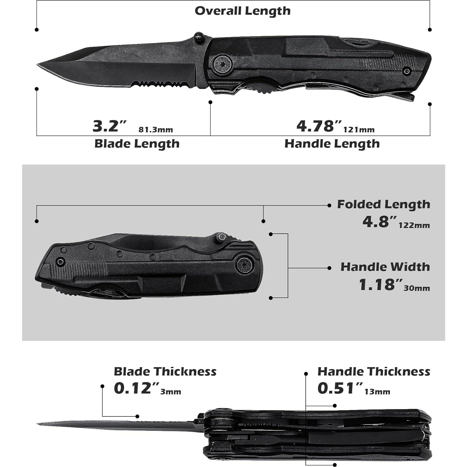 Cuchillo de bolsillo Rush Deer 19 en 1 - Multiherramienta EDC negra