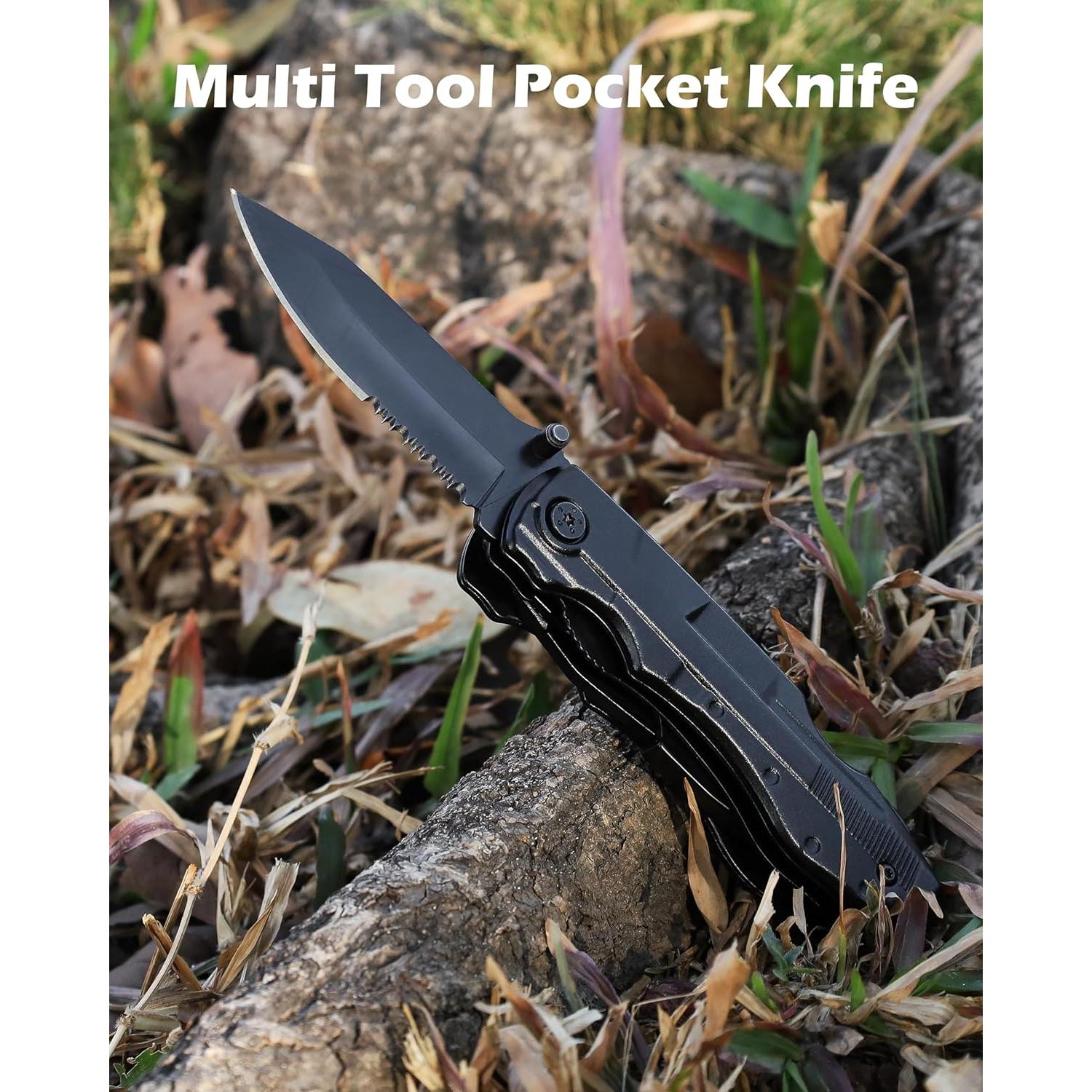 Cuchillo de bolsillo Rush Deer 19 en 1 - Multiherramienta EDC negra