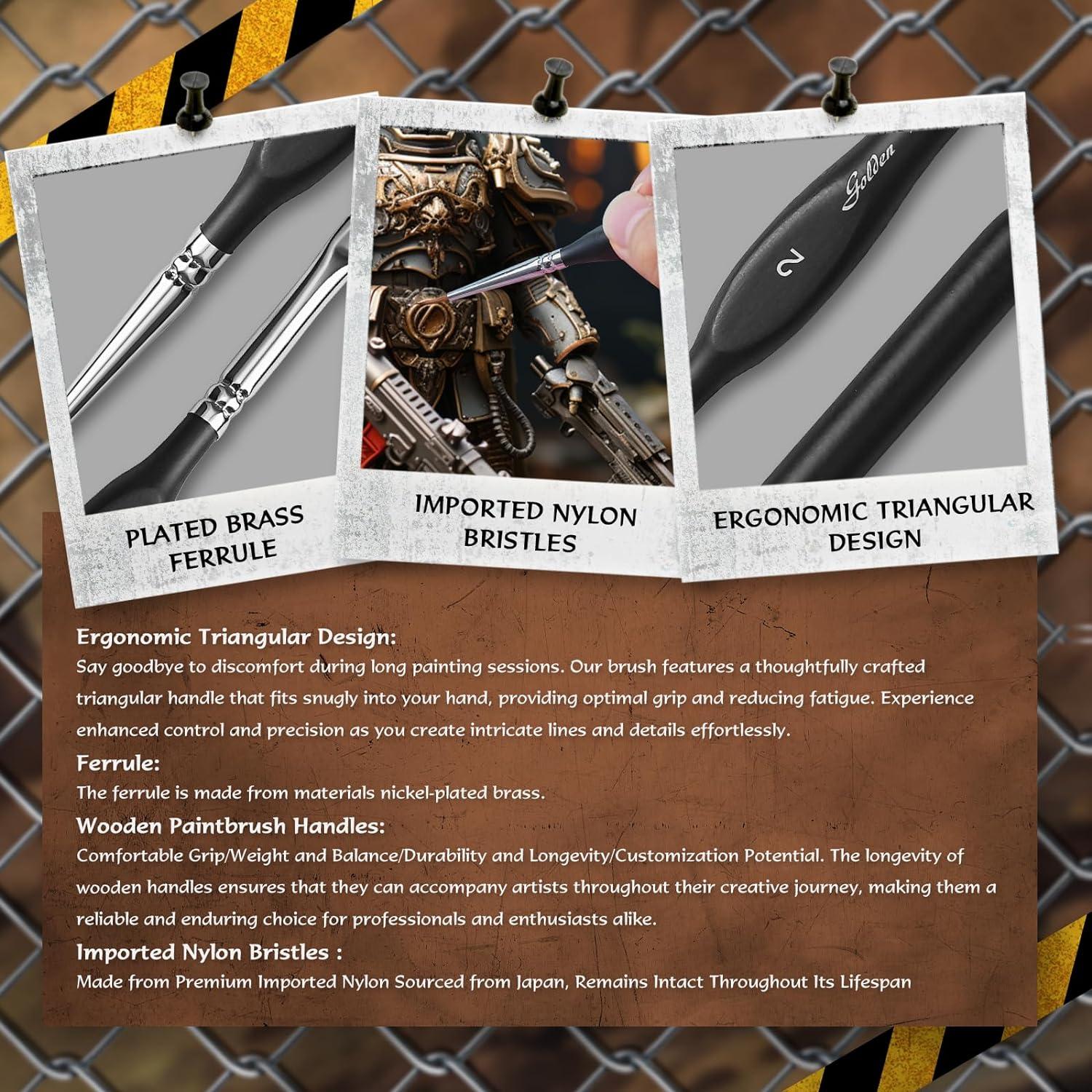 Pinceles de Pintura Miniatura Golden Maple 10 Piezas Detalle