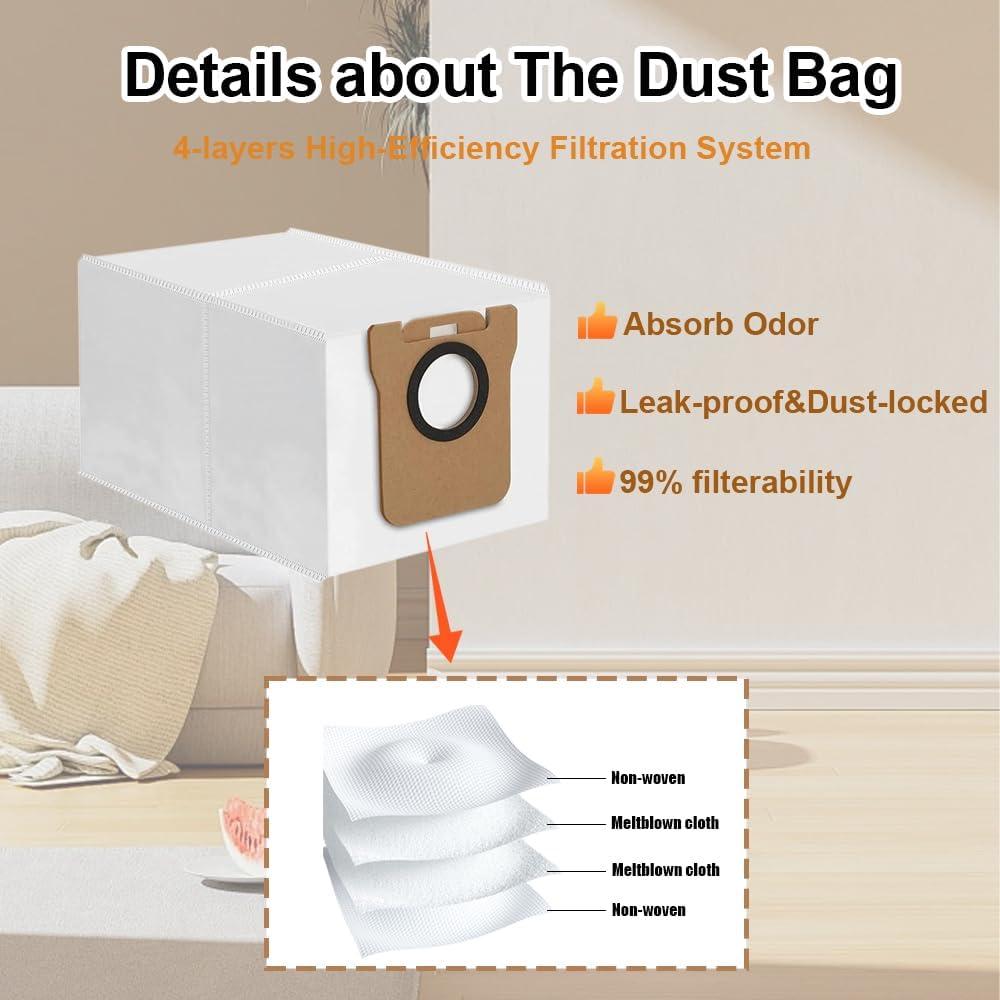 10 Bolsas de Polvo Desechables Zengerent para Dreametech L10S Ultra