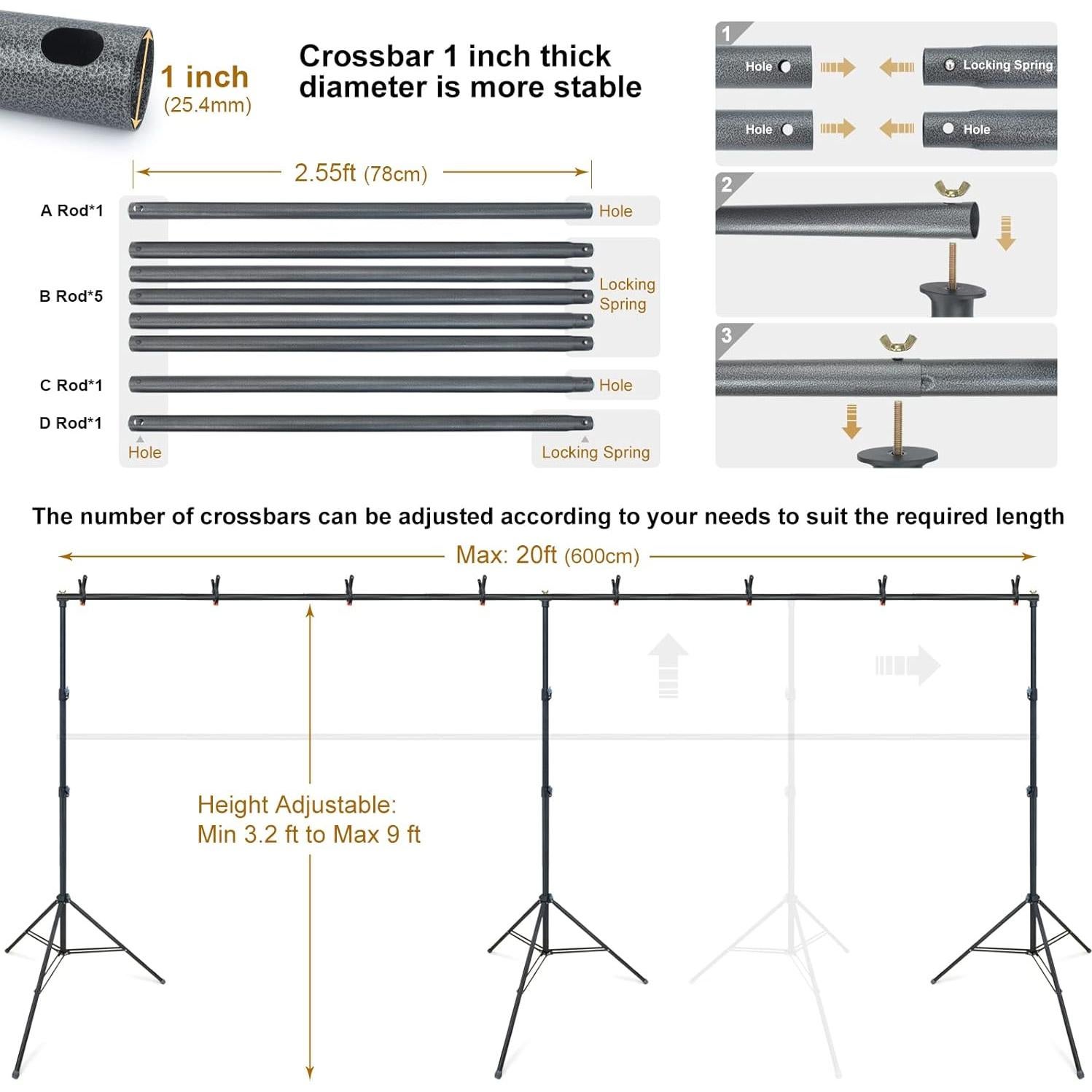 Soporte de fondo LINCO 2.74x6.1m ajustable para fotografía