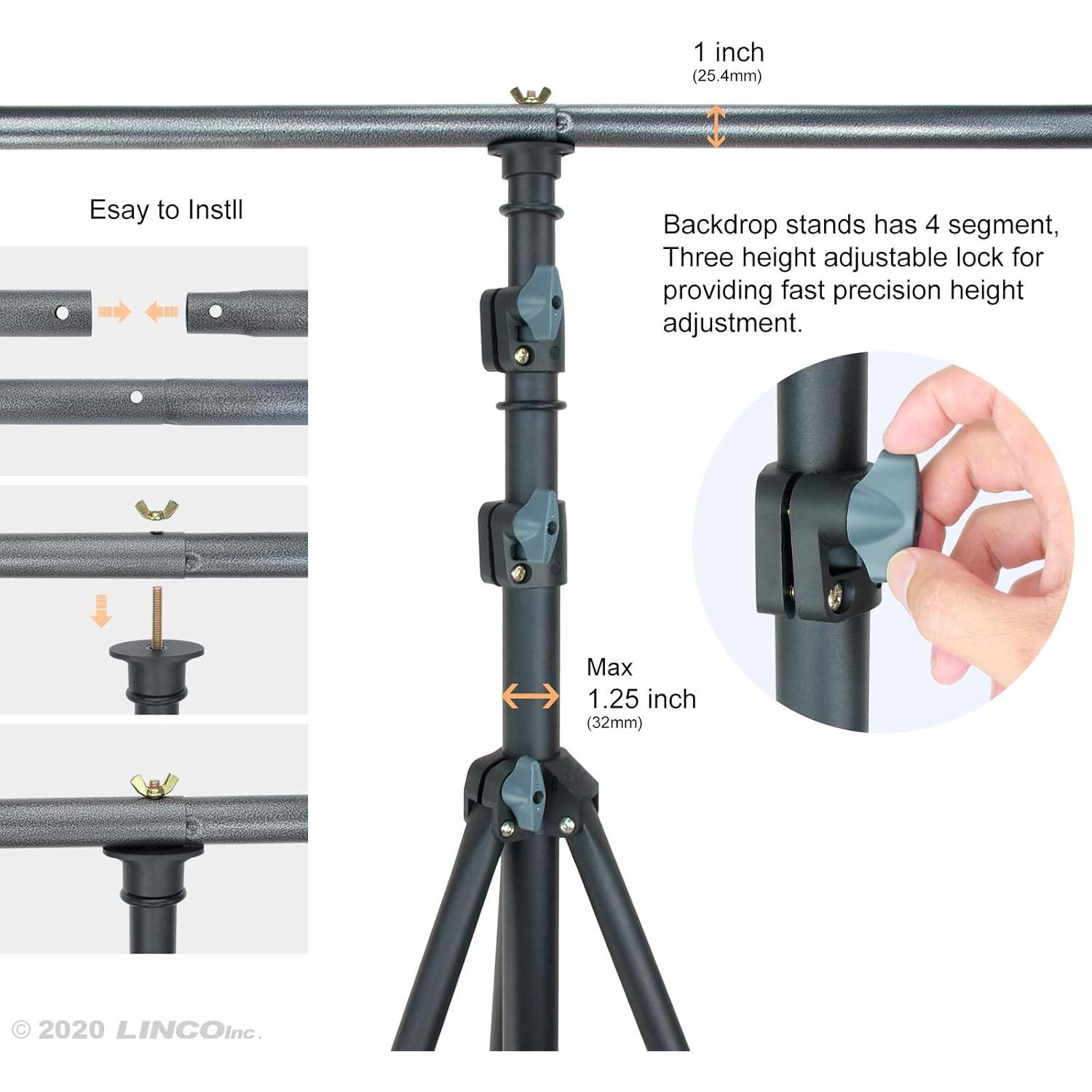 Soporte de fondo LINCO 2.74x6.1m ajustable para fotografía