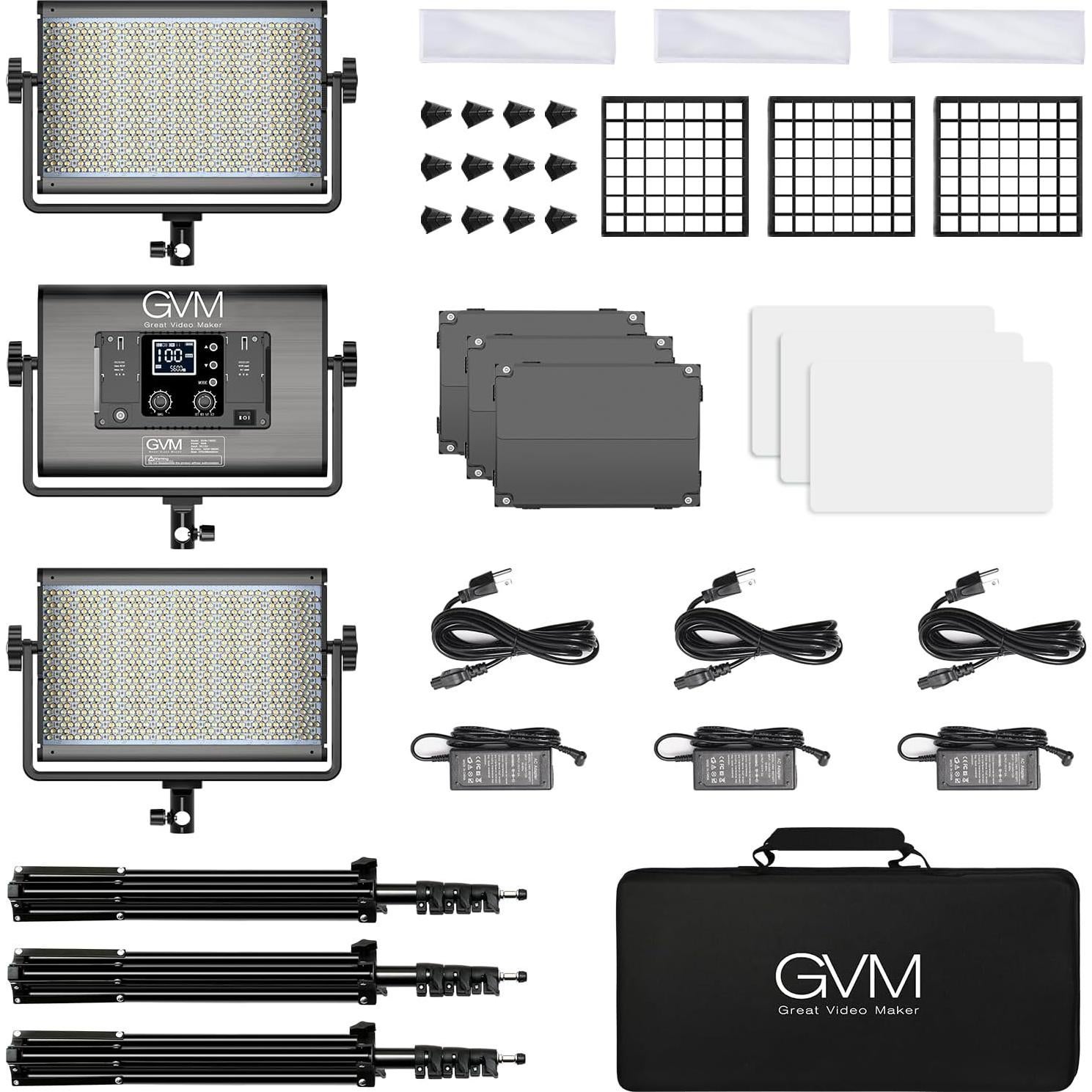 Kit de Iluminación LED RGB GVM 1300D con Softbox 65W