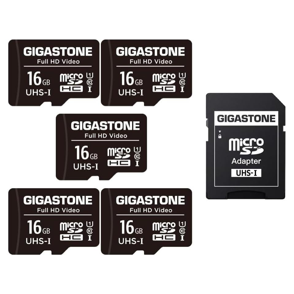 GIGASTONE Tarjeta Micro SD 16GB Paquete de 5 UHS-I Clase 10