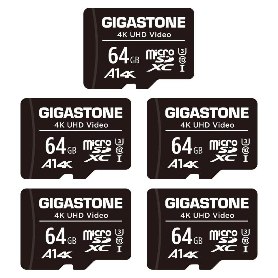 Tarjeta Micro SD Gigastone 64GB Paquete de 5 A1 V30 4K