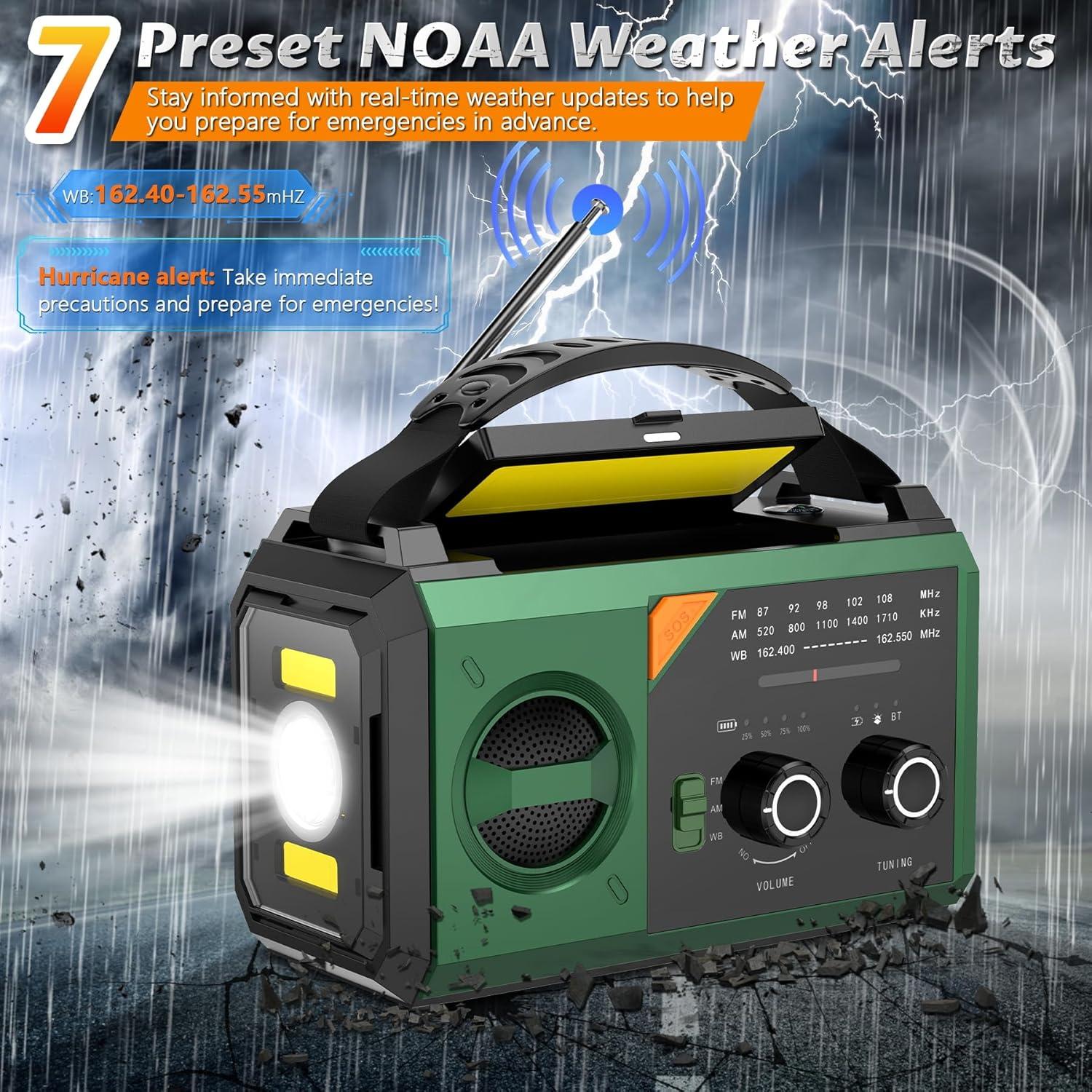 Radio Meteorológica de Emergencia RAOUOEN 20000mAh Solar Bluetooth