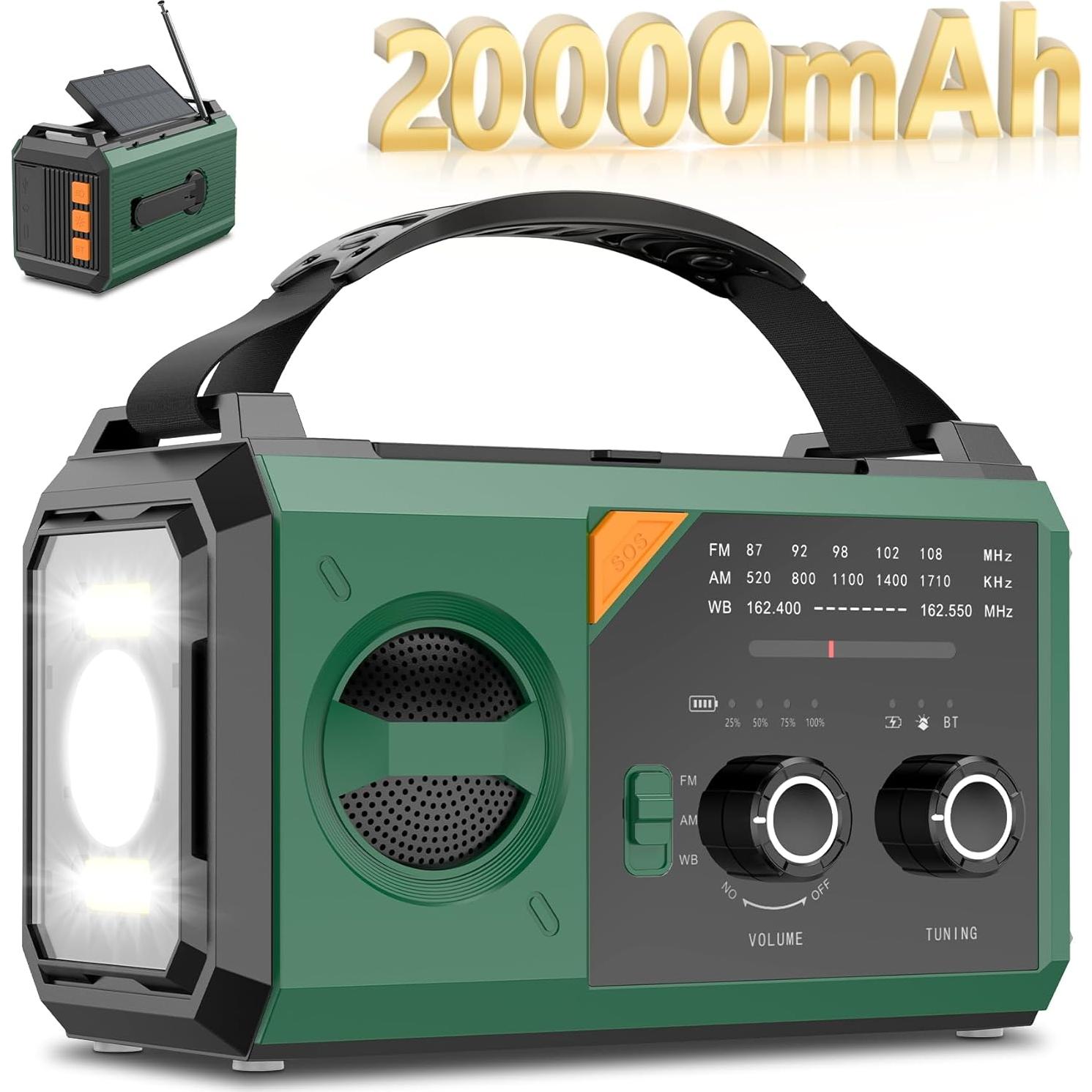 Radio Meteorológica de Emergencia RAOUOEN 20000mAh Solar Bluetooth