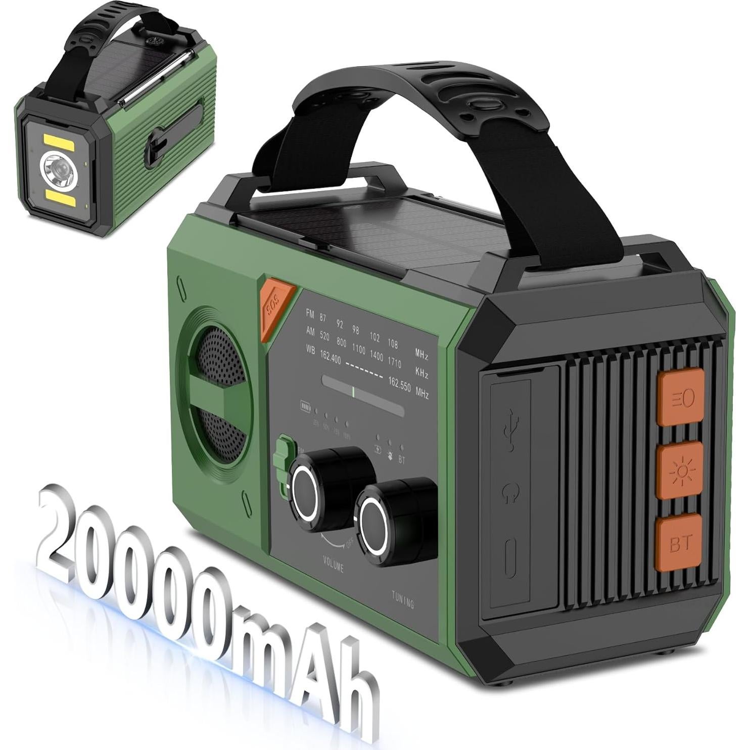 Radio Meteorológica de Emergencia RAOUOEN 20000mAh Solar Bluetooth