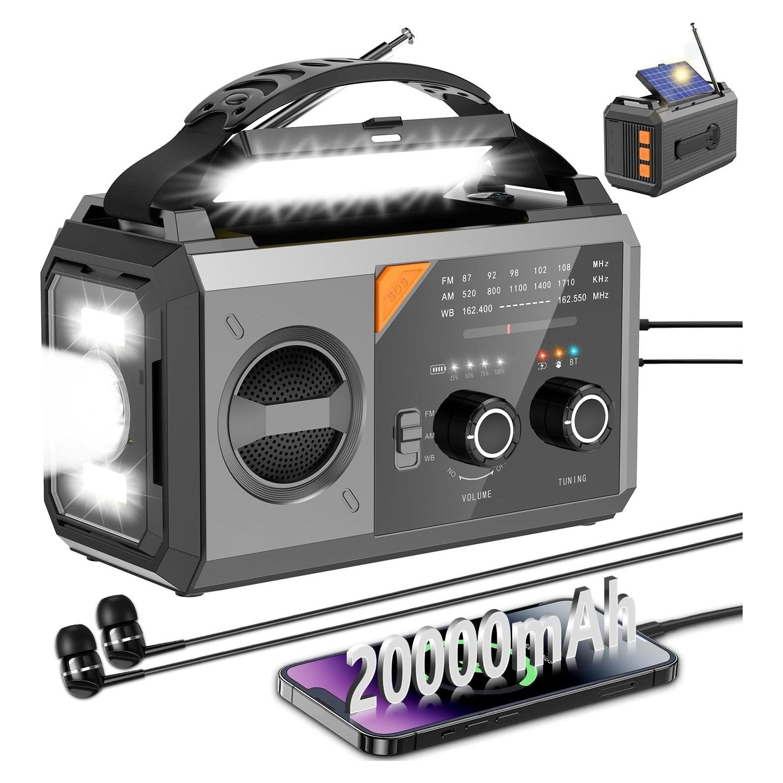 Radio Meteorológica de Emergencia RAOUOEN 20000mAh Solar AM/FM