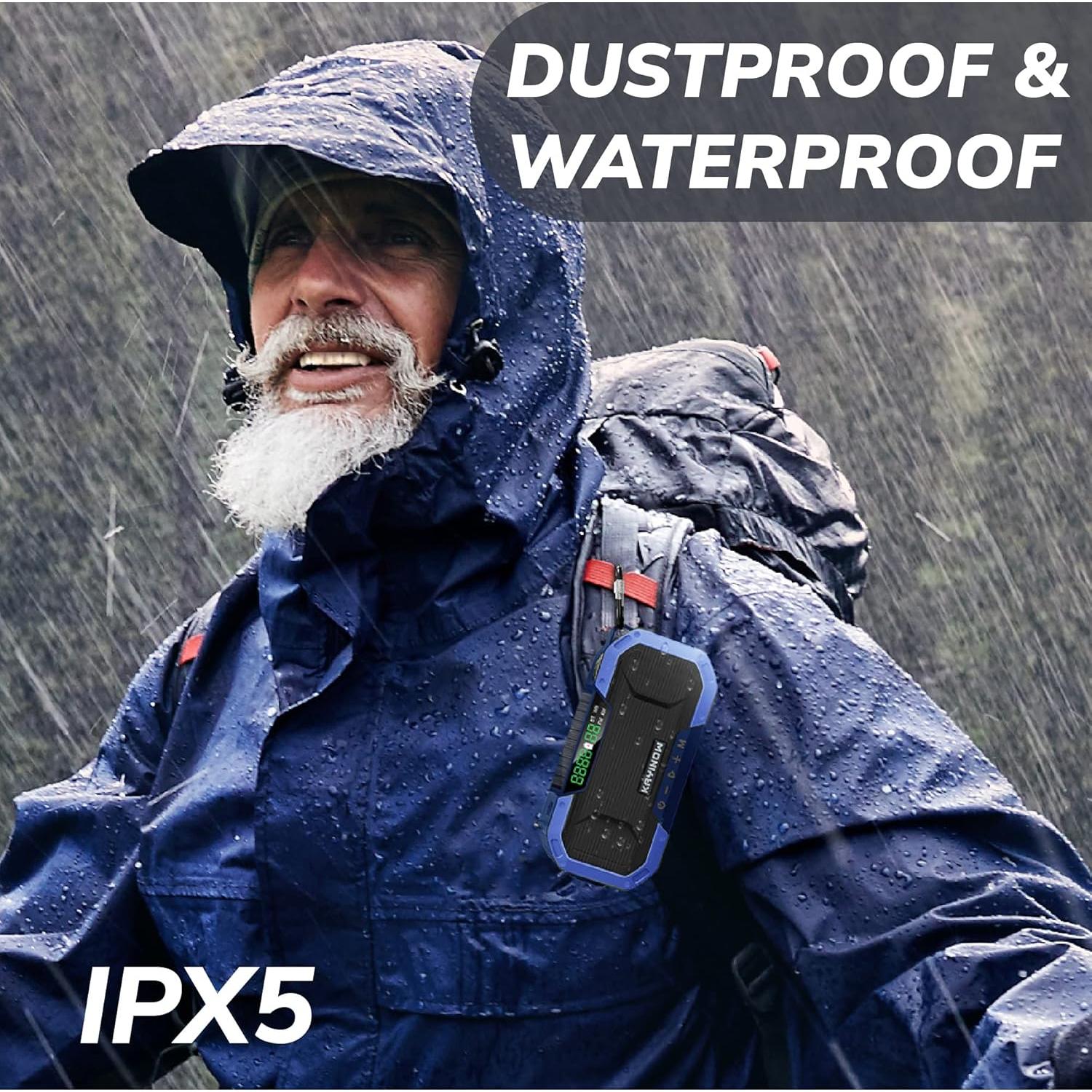 Radio de Manivela Solar Bluetooth NOAA 5000mAh Resistente Agua