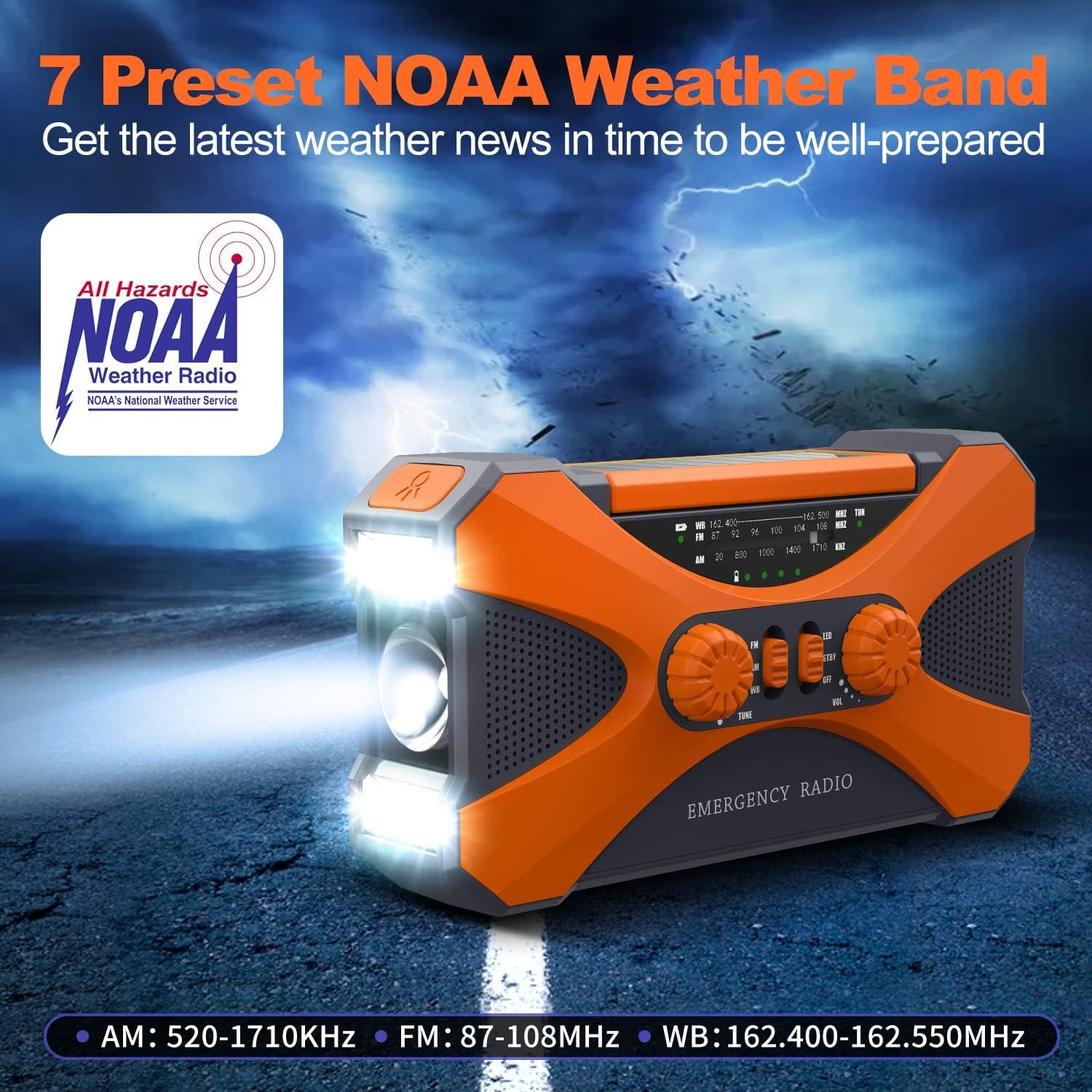 Radio de Emergencia Manivela Solar Moliao 10000mAh Naranja