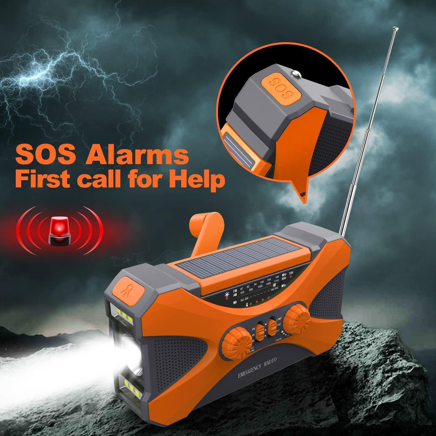 Radio de Emergencia Manivela Solar Moliao 10000mAh Naranja