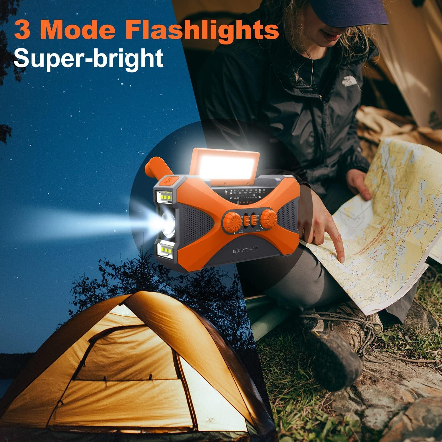 Radio de Emergencia Manivela Solar Moliao 10000mAh Naranja