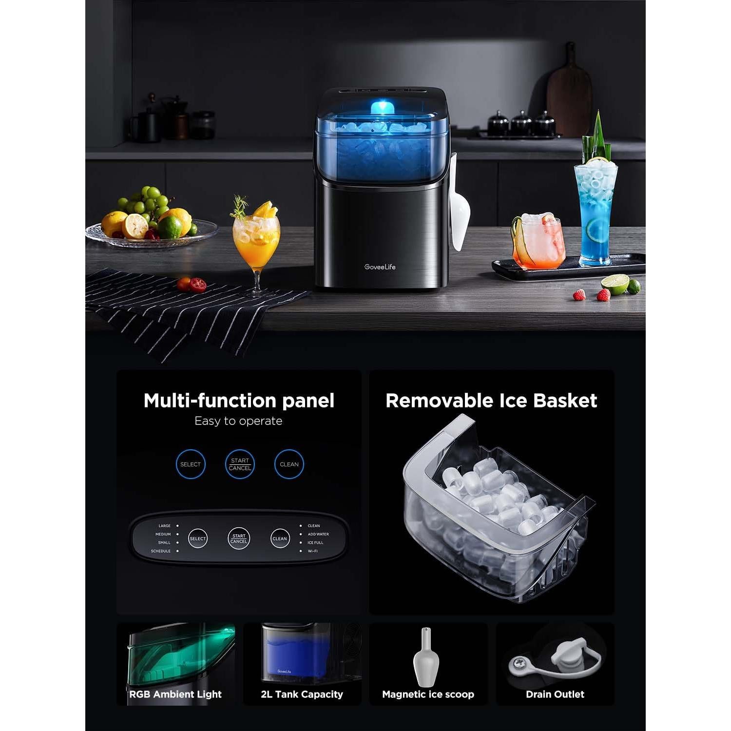 Máquina de Hielo GoveeLife Portátil 9 Cubos 11,79 kg/24h