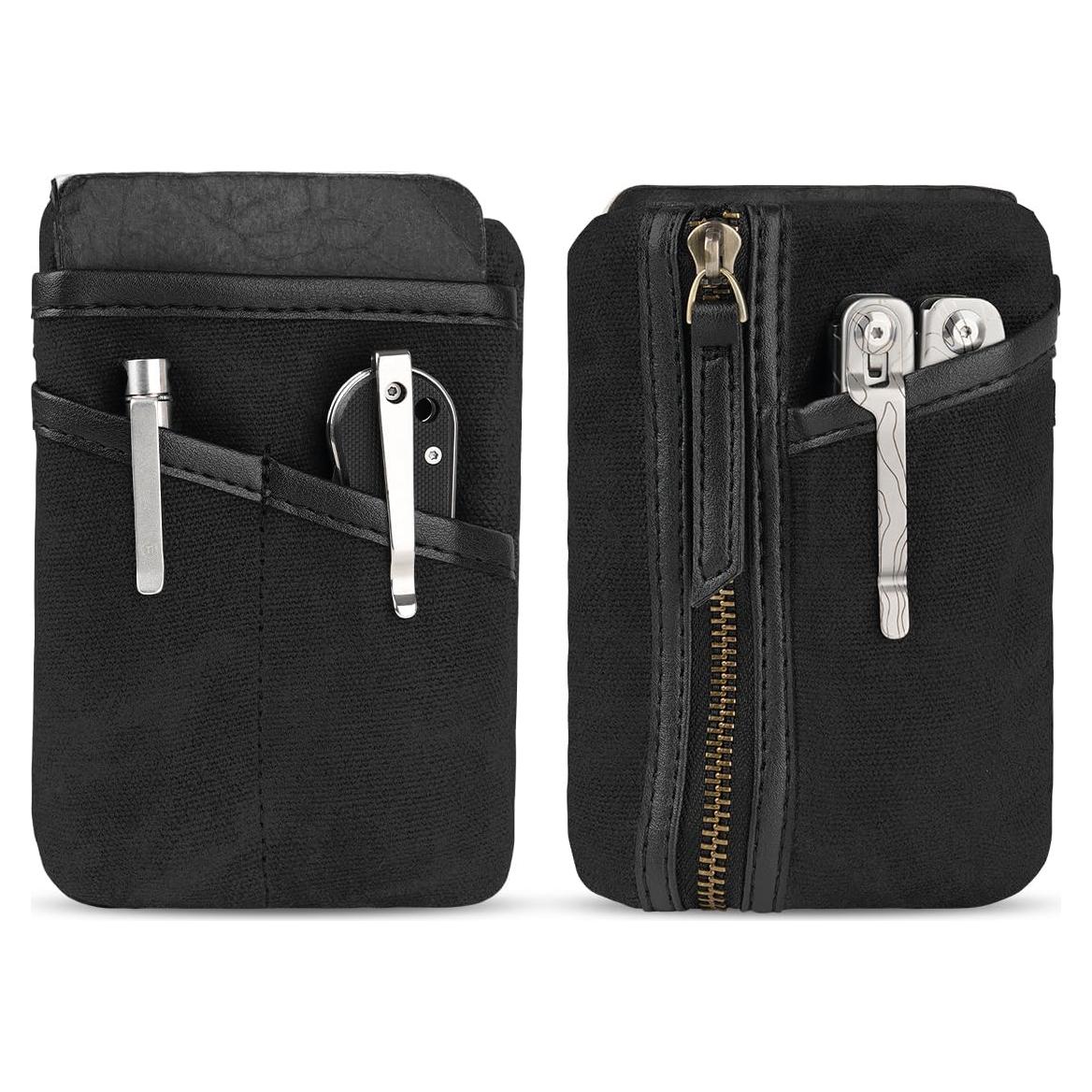 Bolsa EDC SAYRAM SP10 de Lona Encera Negra, Organizador Compacto