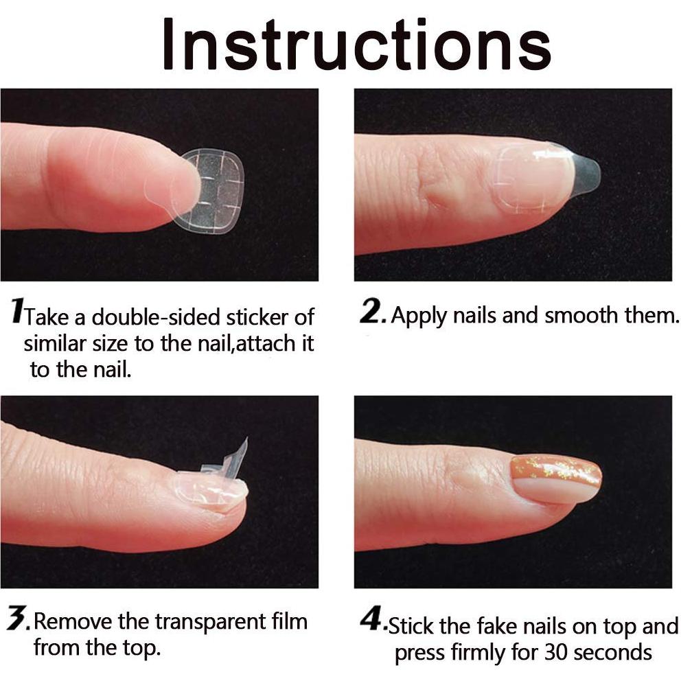 480 Pcs Pegatinas Adhesivas Doble Cara para Uñas Falsas Mwellewm